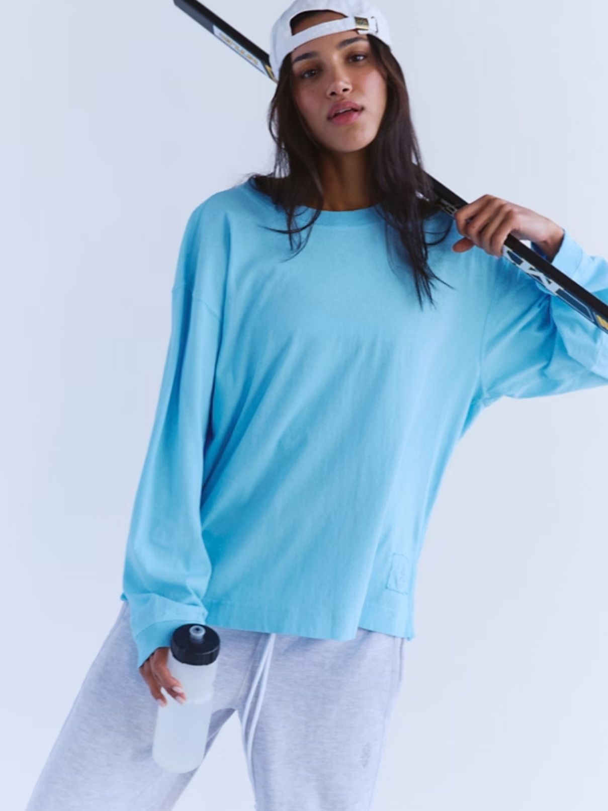 Free People Hustle Layer Tee in Bright Blue