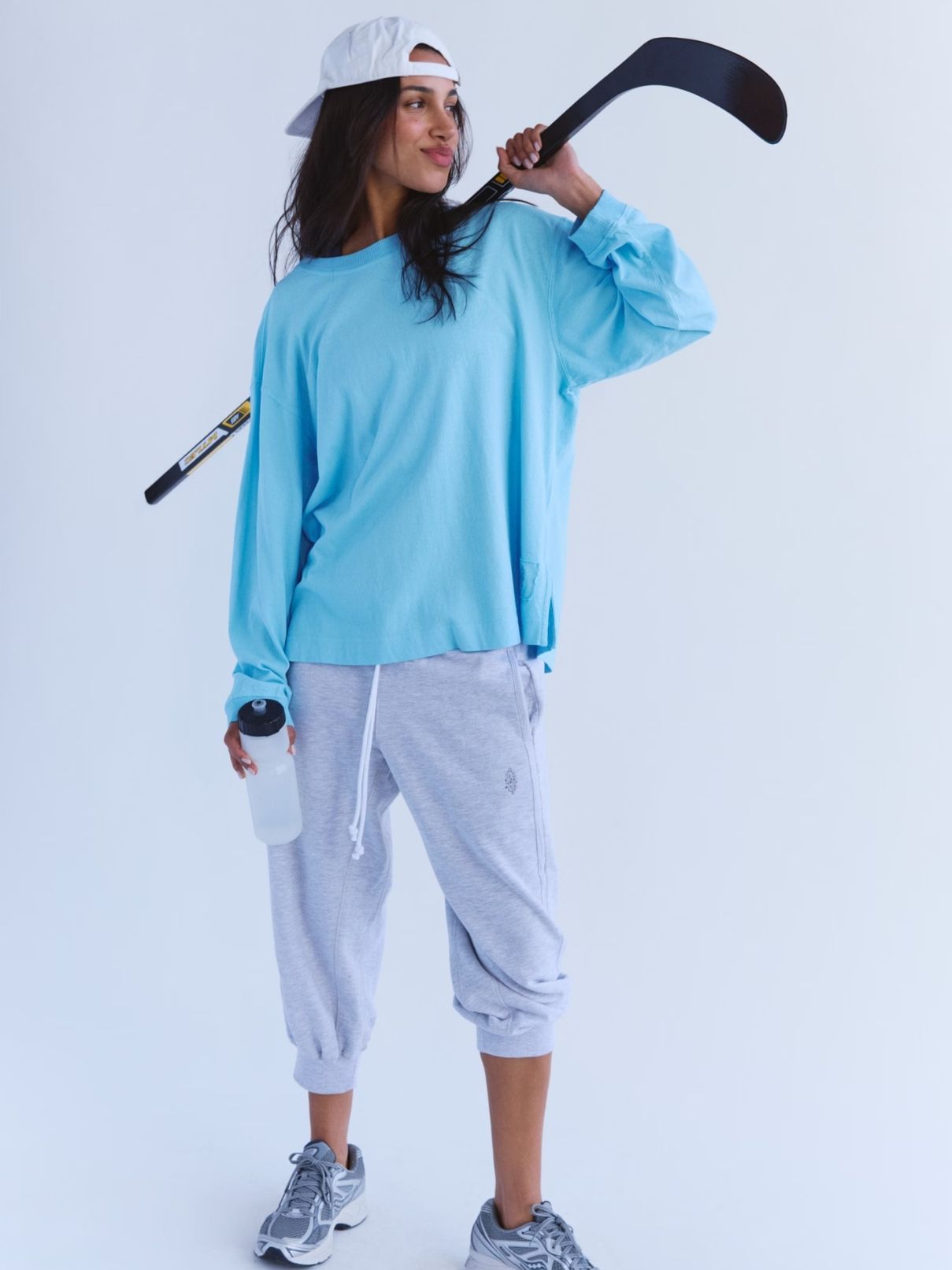 Free People Hustle Layer Tee in Bright Blue