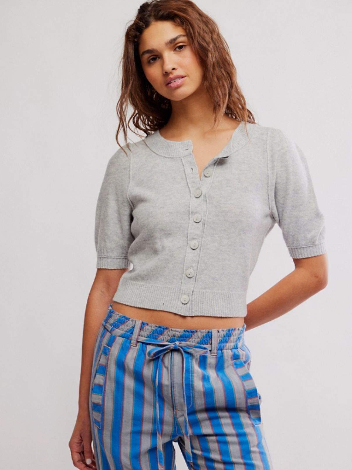 Free People Isla Solid Cardi  in Mineral Grey