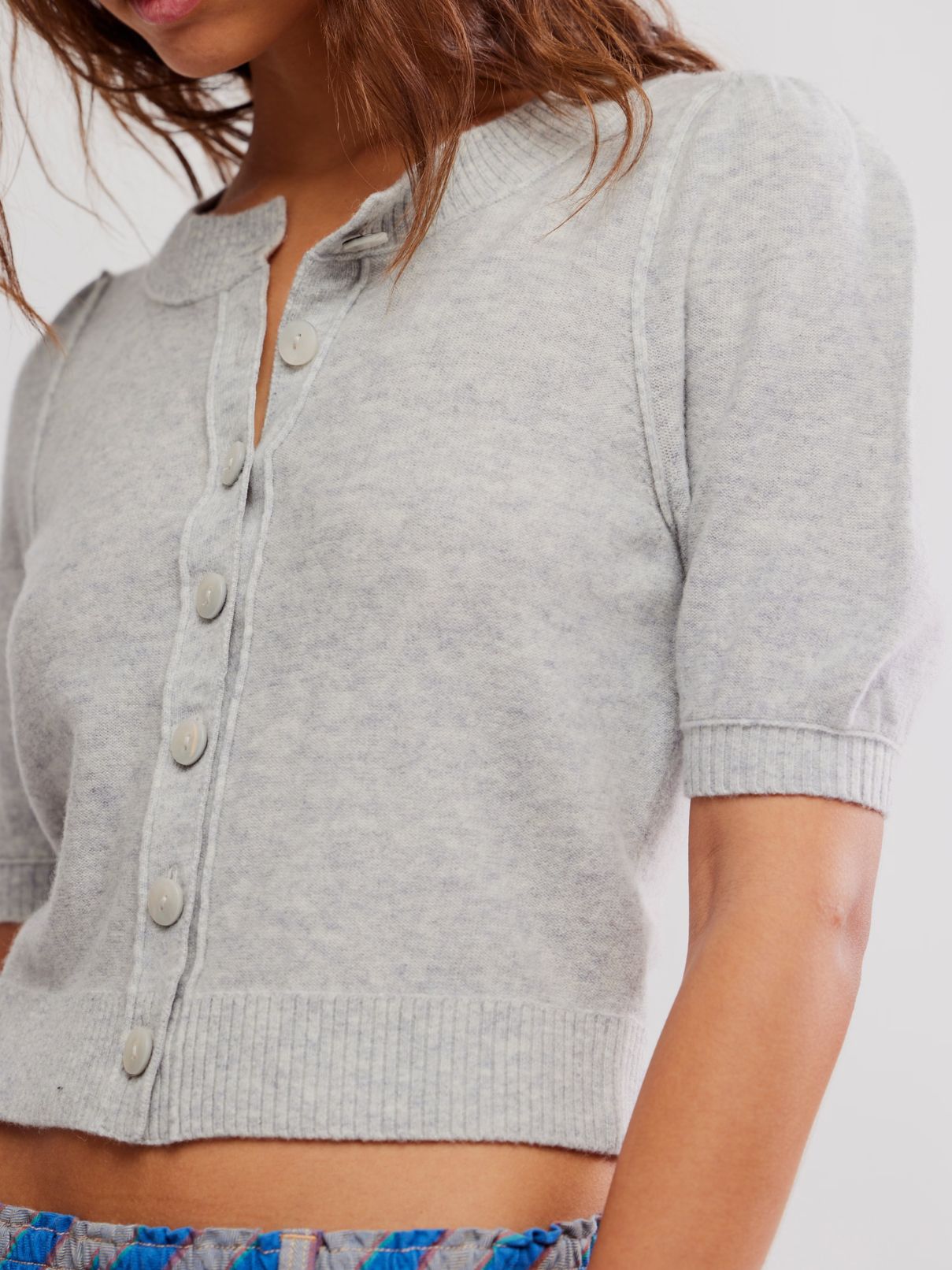 Free People Isla Solid Cardi  in Mineral Grey