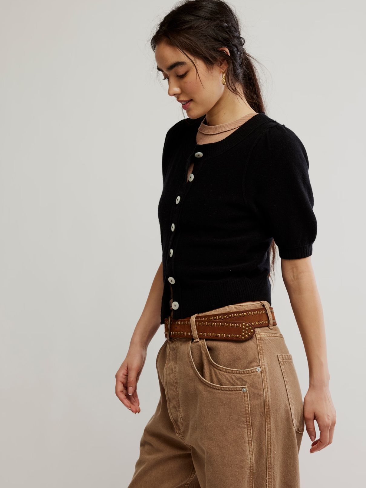 Free People Isla Solid Cardi in Velvet Black