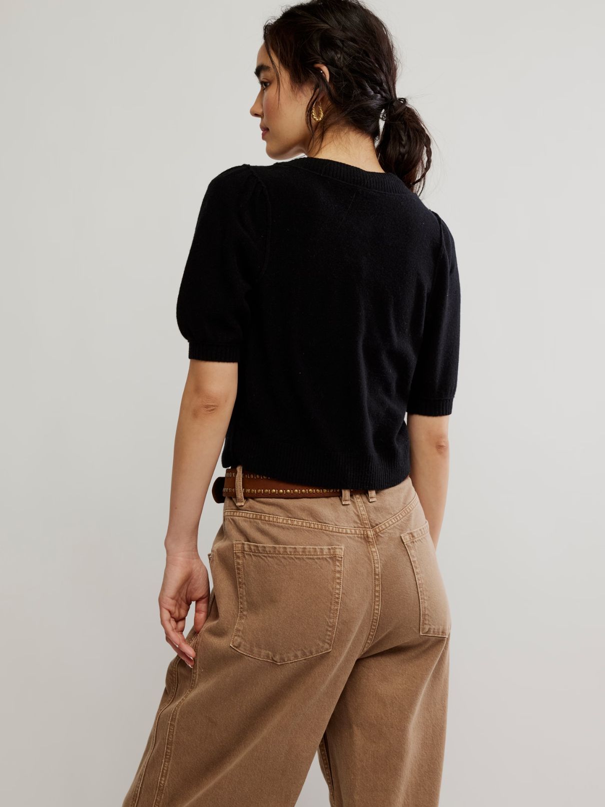 Free People Isla Solid Cardi in Velvet Black