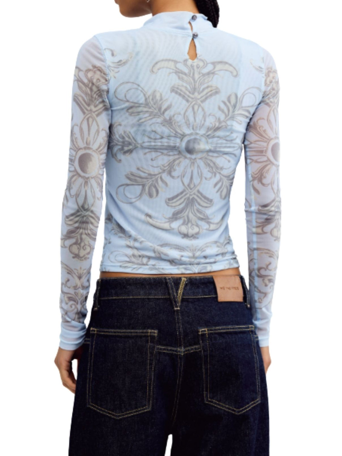 Free People Jessa Long Sleeve Top in Blue Ice Combo