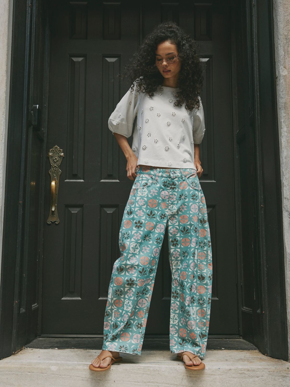 Free People Jessie Eyelet Tee in Whisper White