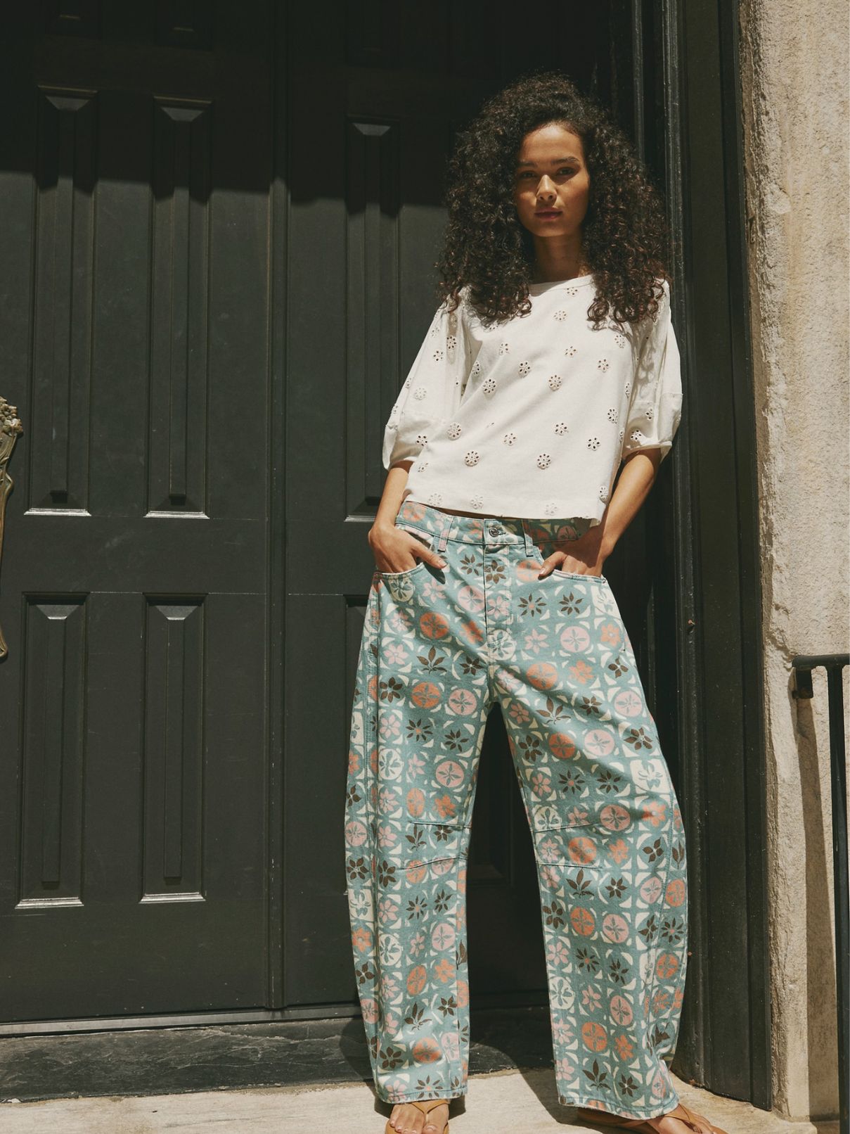 Free People Jessie Eyelet Tee in Whisper White