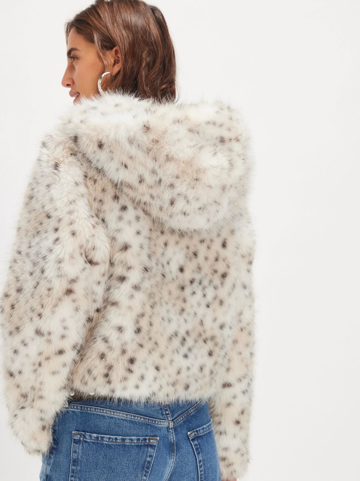 Free People Louder Please Hooded Snow Leopard Jacket