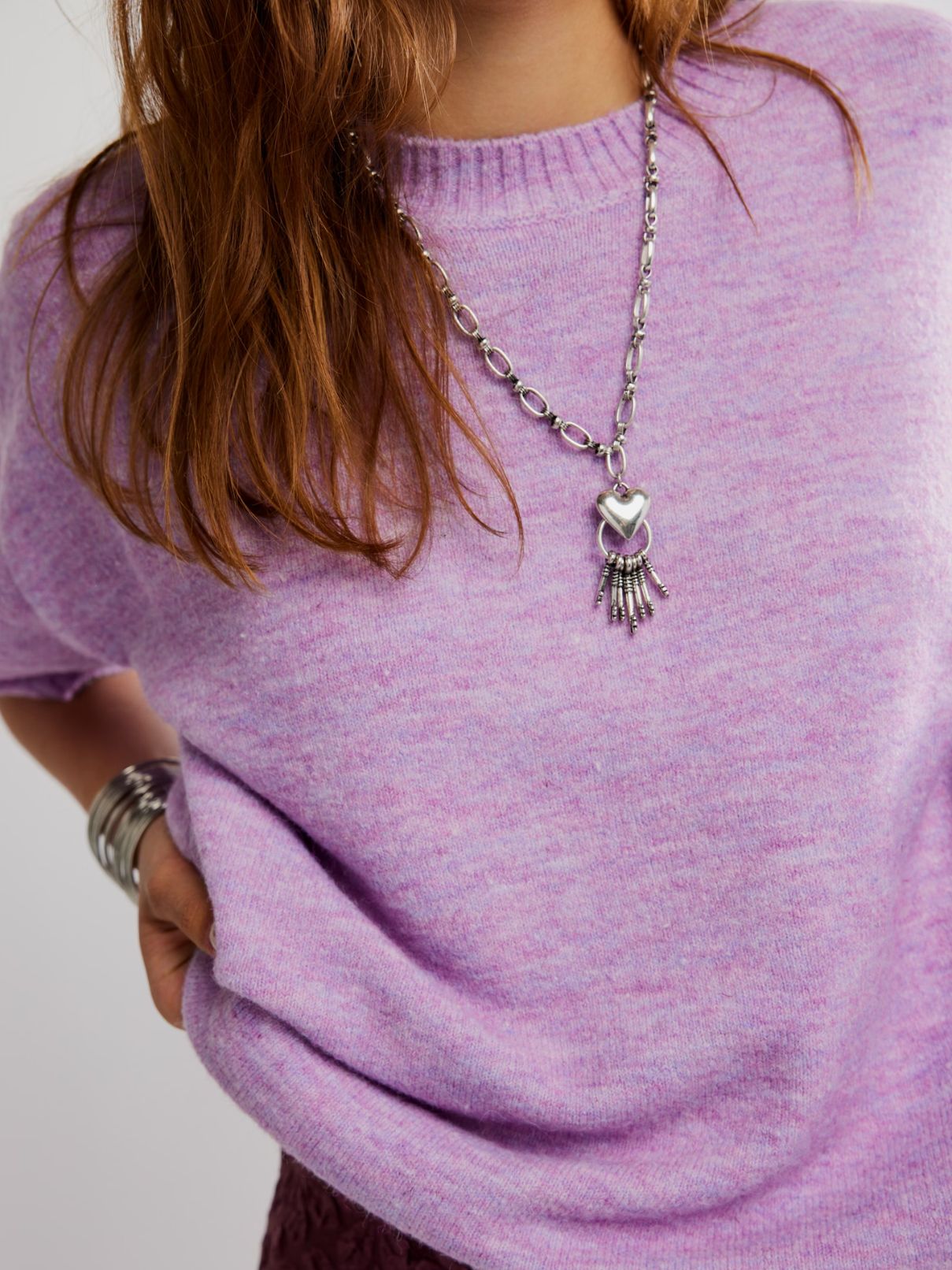 Free People Margot Sweater Tee in Lilac Spell Melange