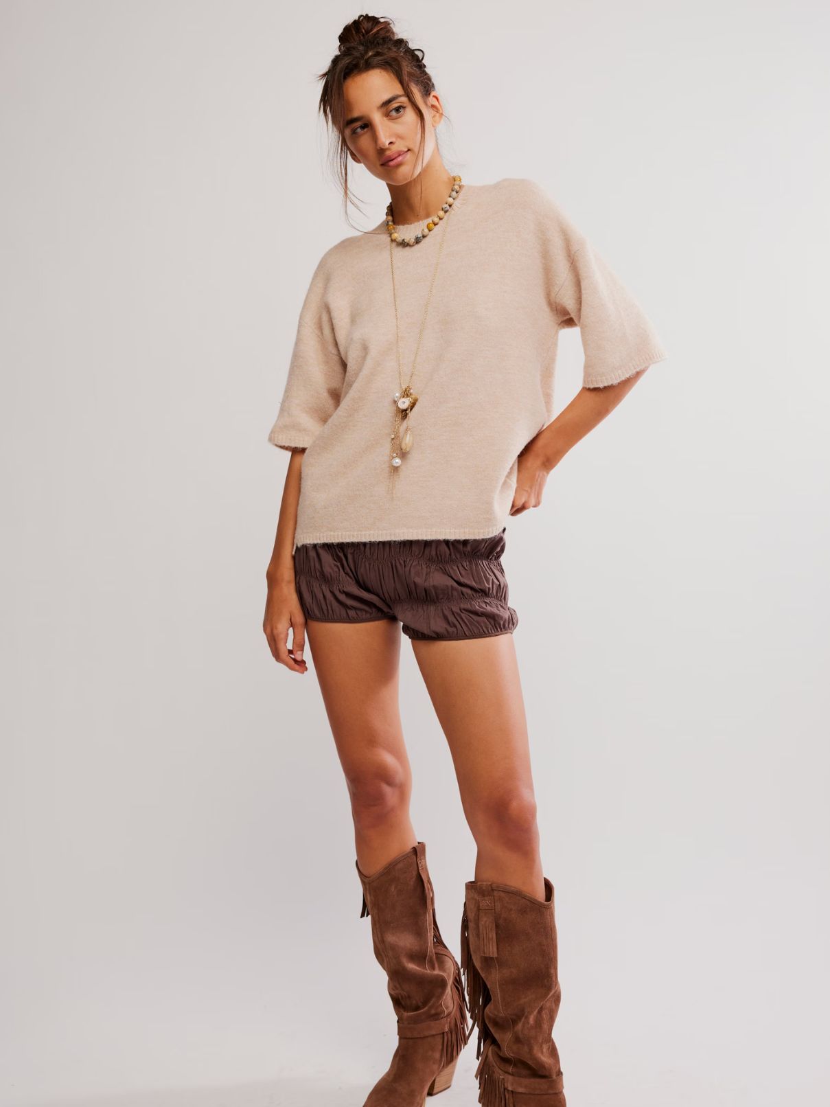 Free People Margot Sweater Tee in Pearl Melange