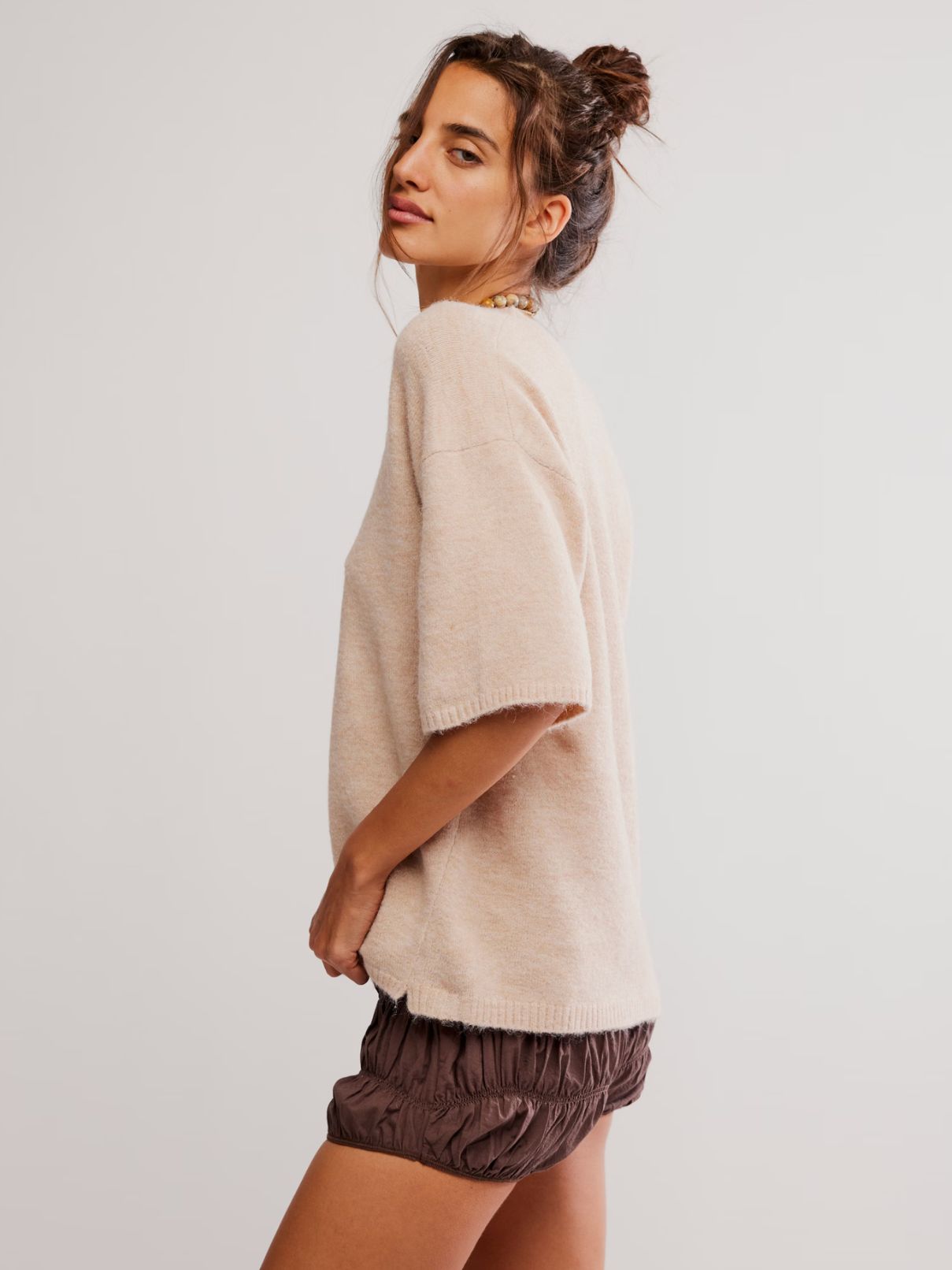 Free People Margot Sweater Tee in Pearl Melange