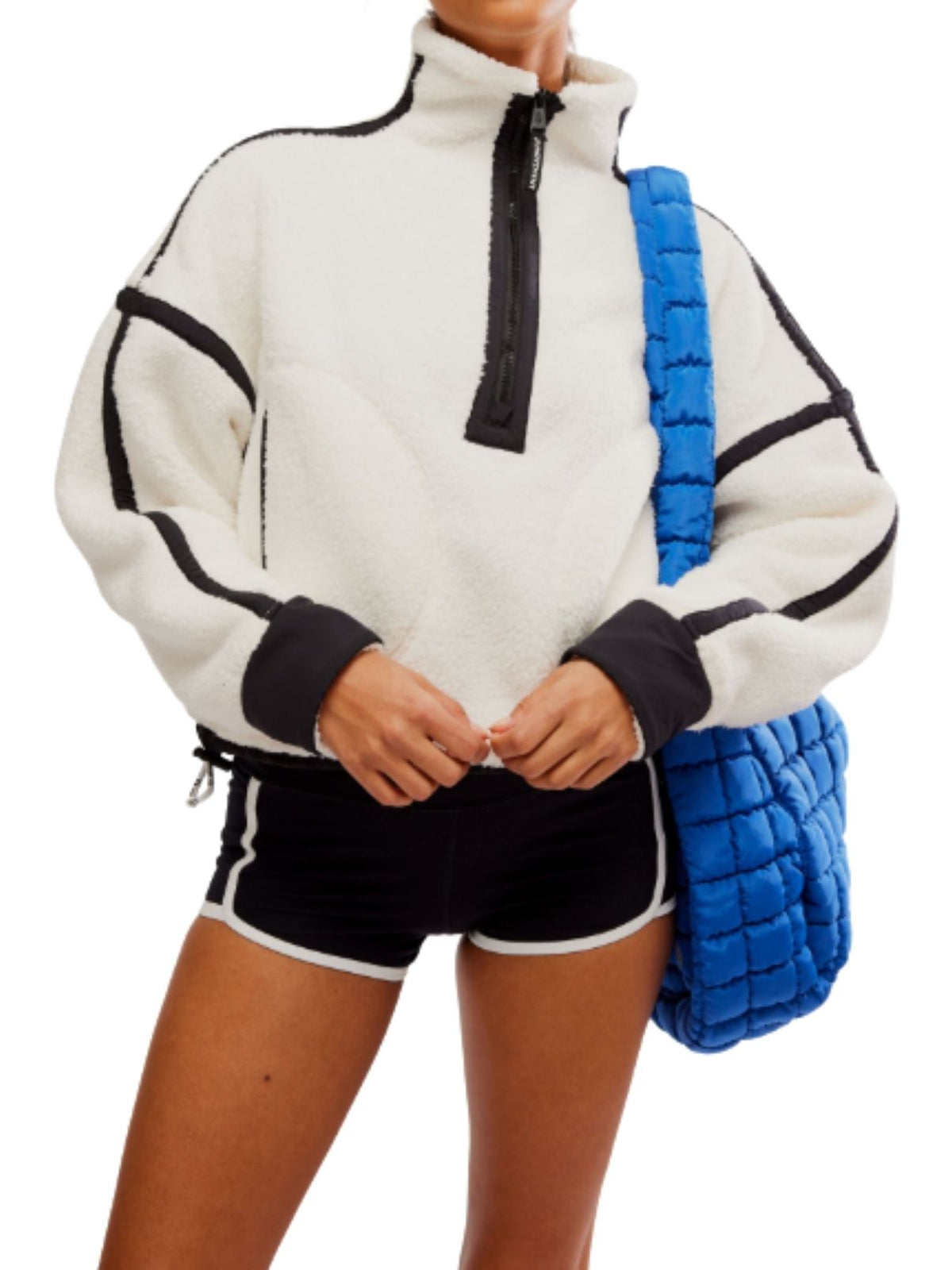 Free People Mountain High Half-Zip Fleece in White Combo