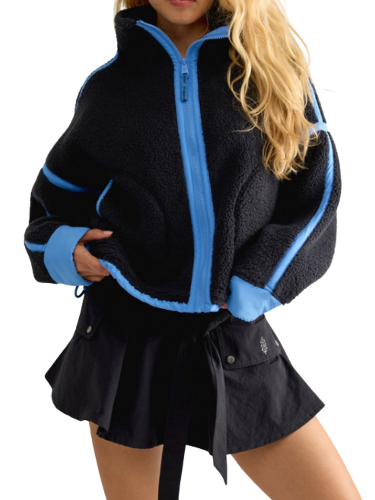 Free People Movement Mountain High Fleece Jacket in Black Combo