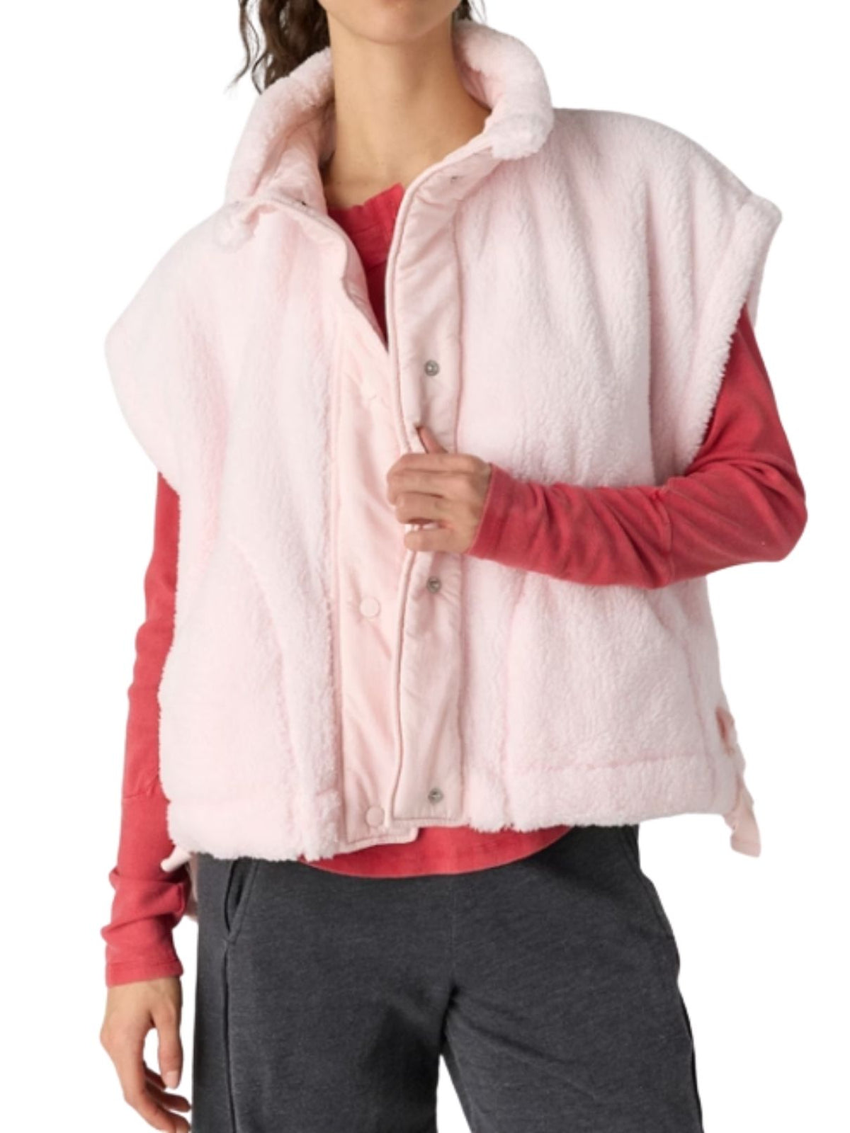 Free People Movement Scout It Out Fleece Vest in Pink Blossom