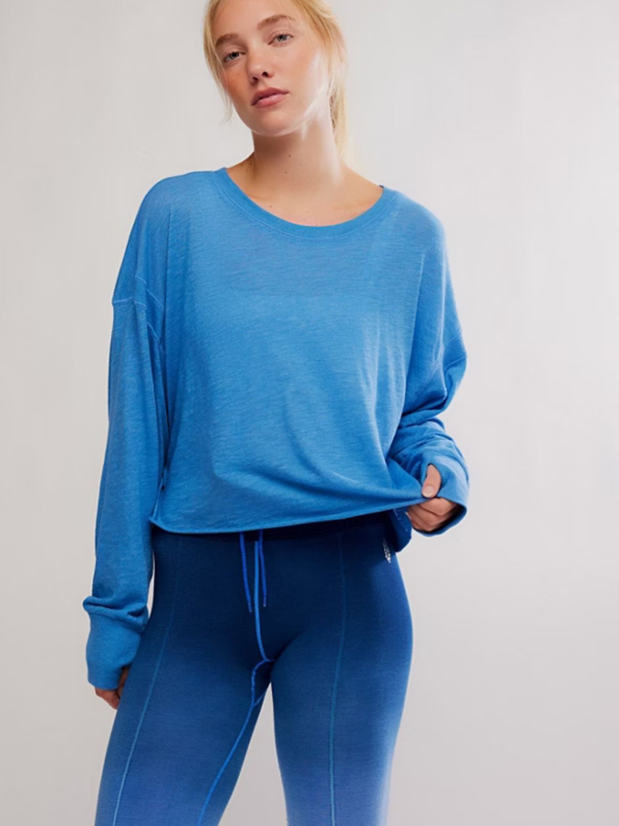 Free People My Time Layer Tee in Light Cobalt