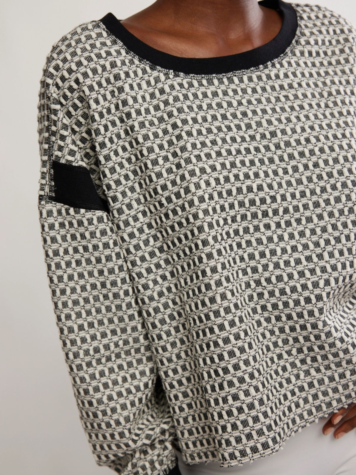 Free People My Time Layered Textured Top in Black/White Combo