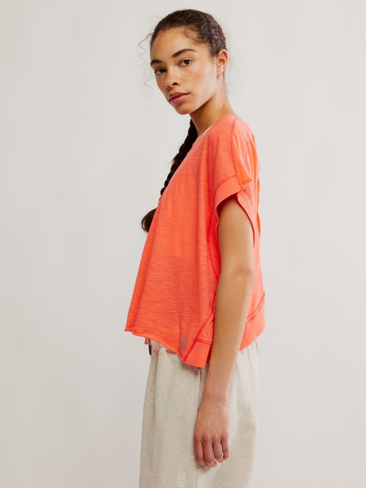 Free People My Time Tee Neon Coral