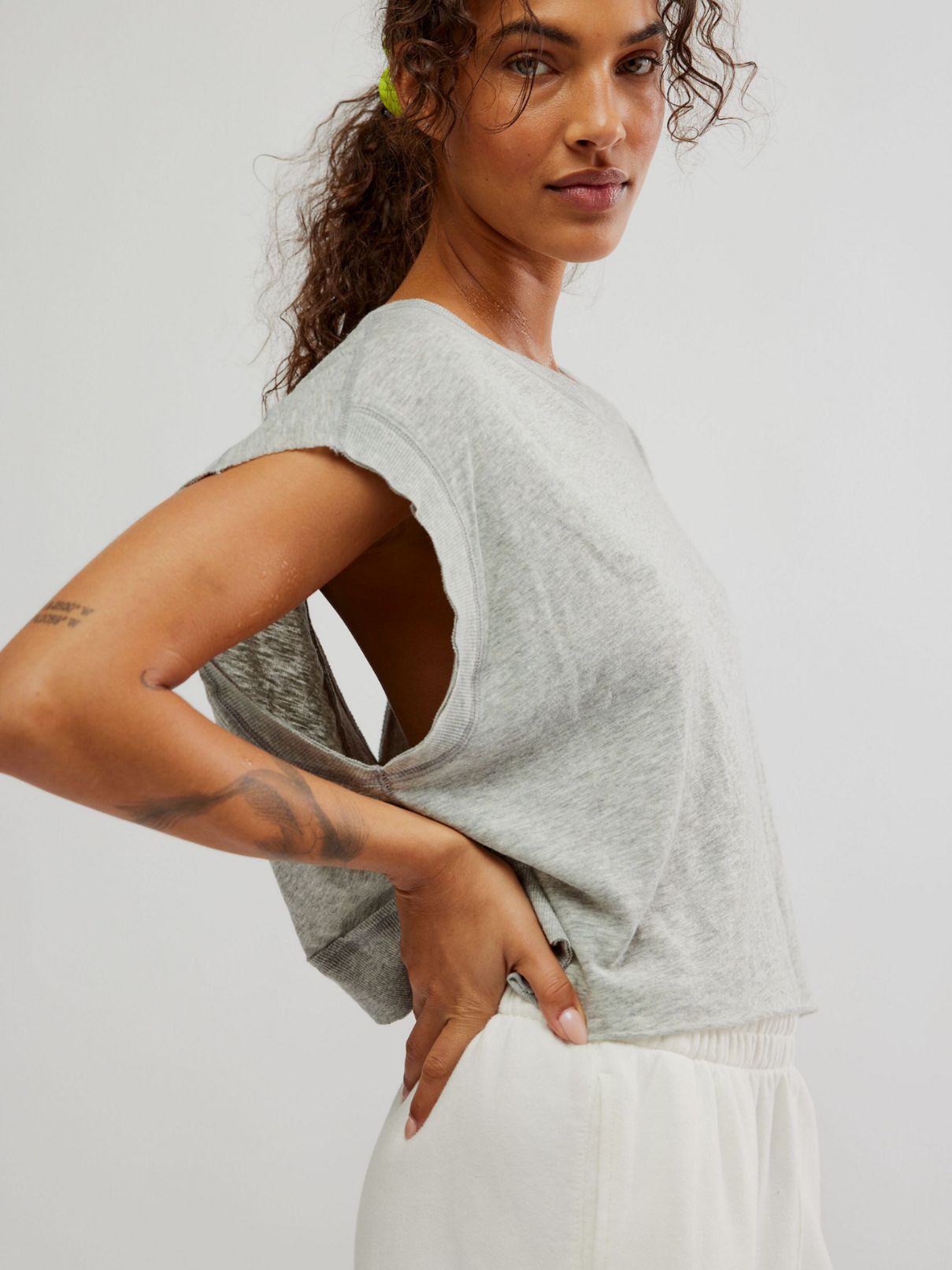 Free People My Time Tee in Heather Grey