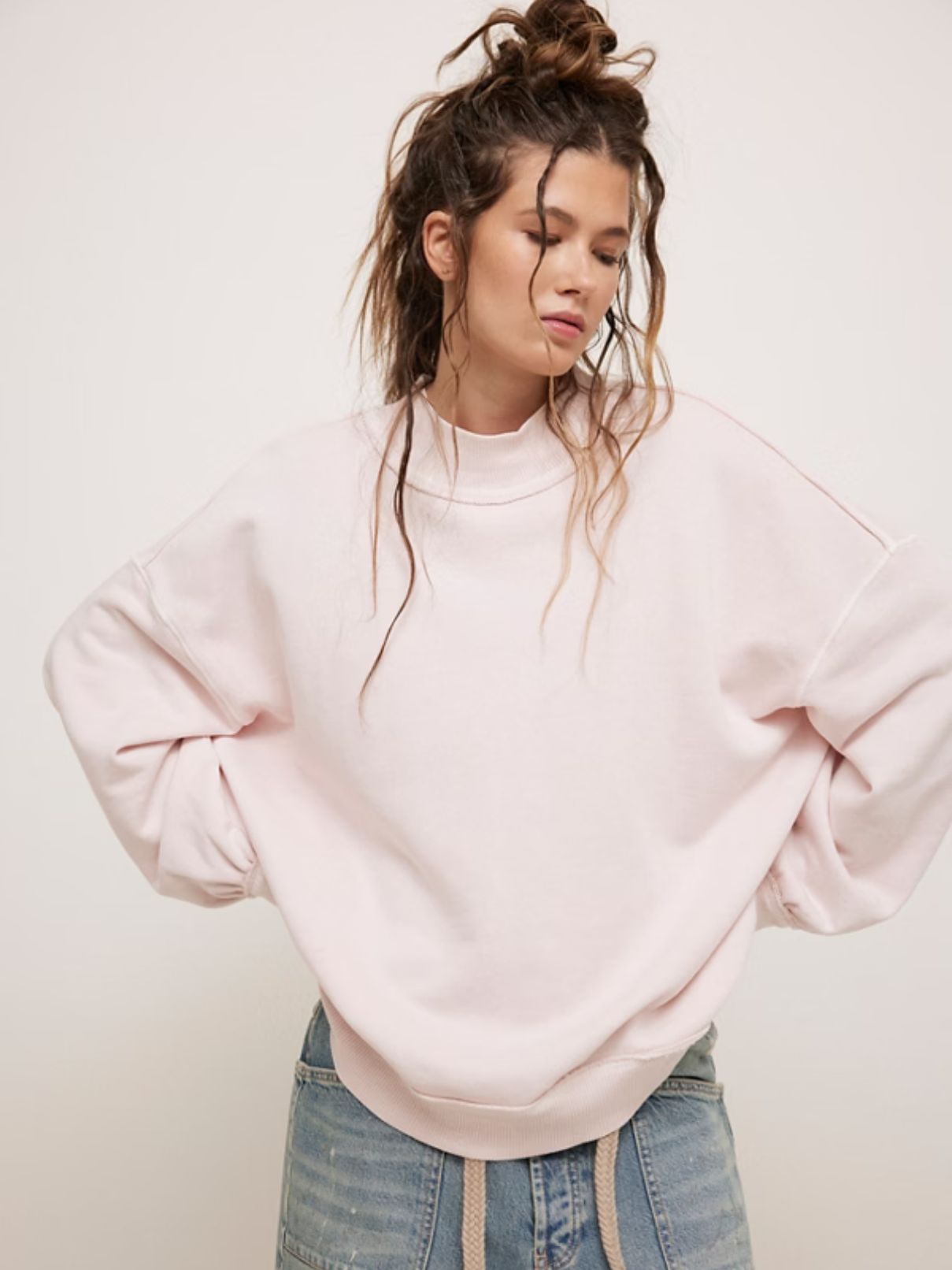Free People Palm Springs Turtleneck in Mauve Chalk