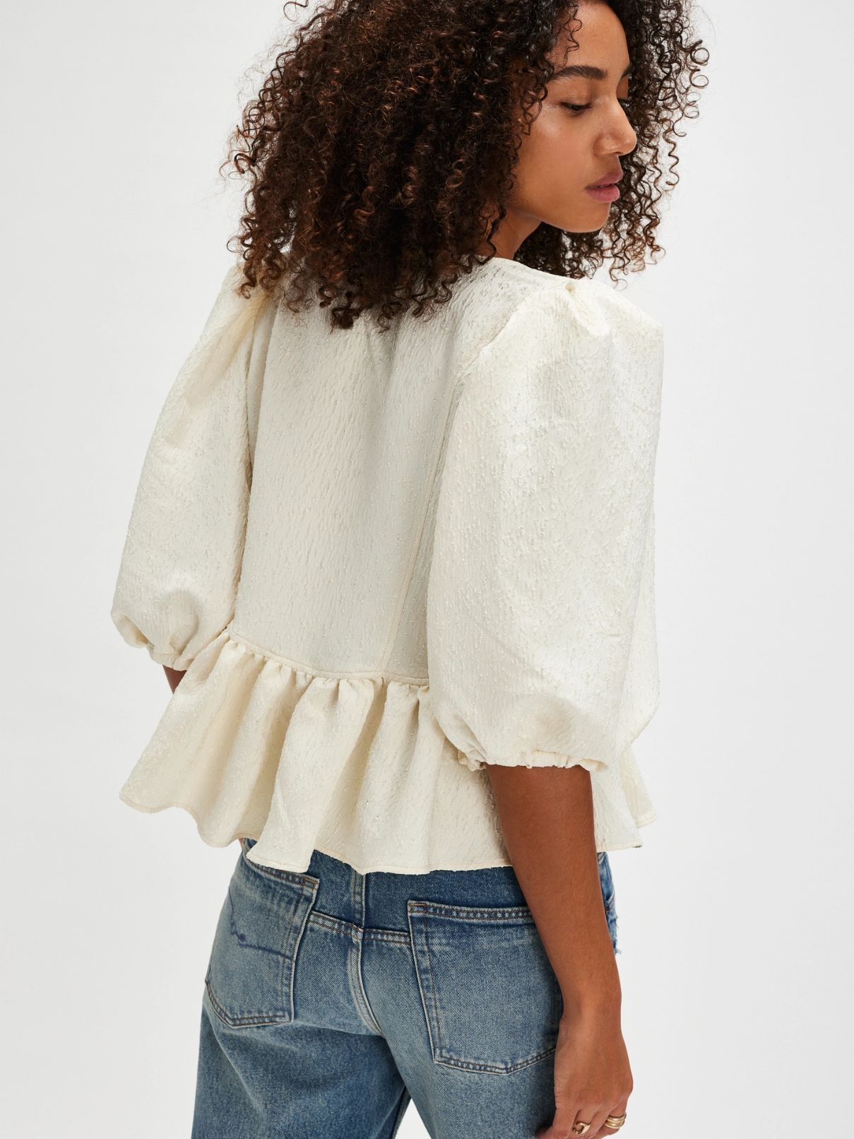 Free People Pamela Bow Blouse in White Alyssum