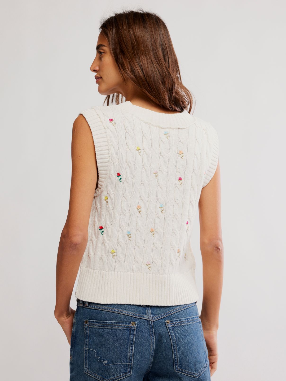 Free People Plumeria Floral Vest in Ivory