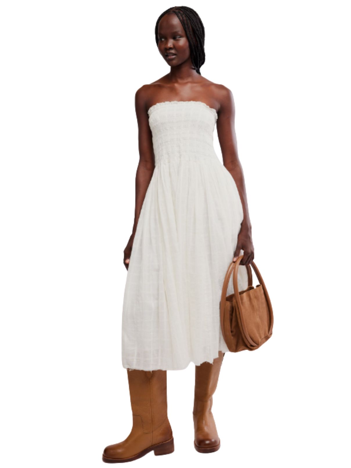 Free People Raven Convertible Maxi Skirt & Strapless Dress in Ivory