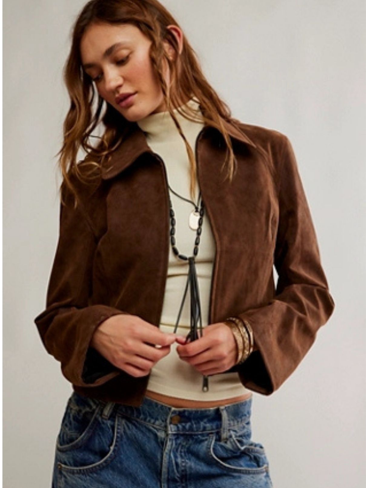 Free People River Vegan Jacket in Double Espresso