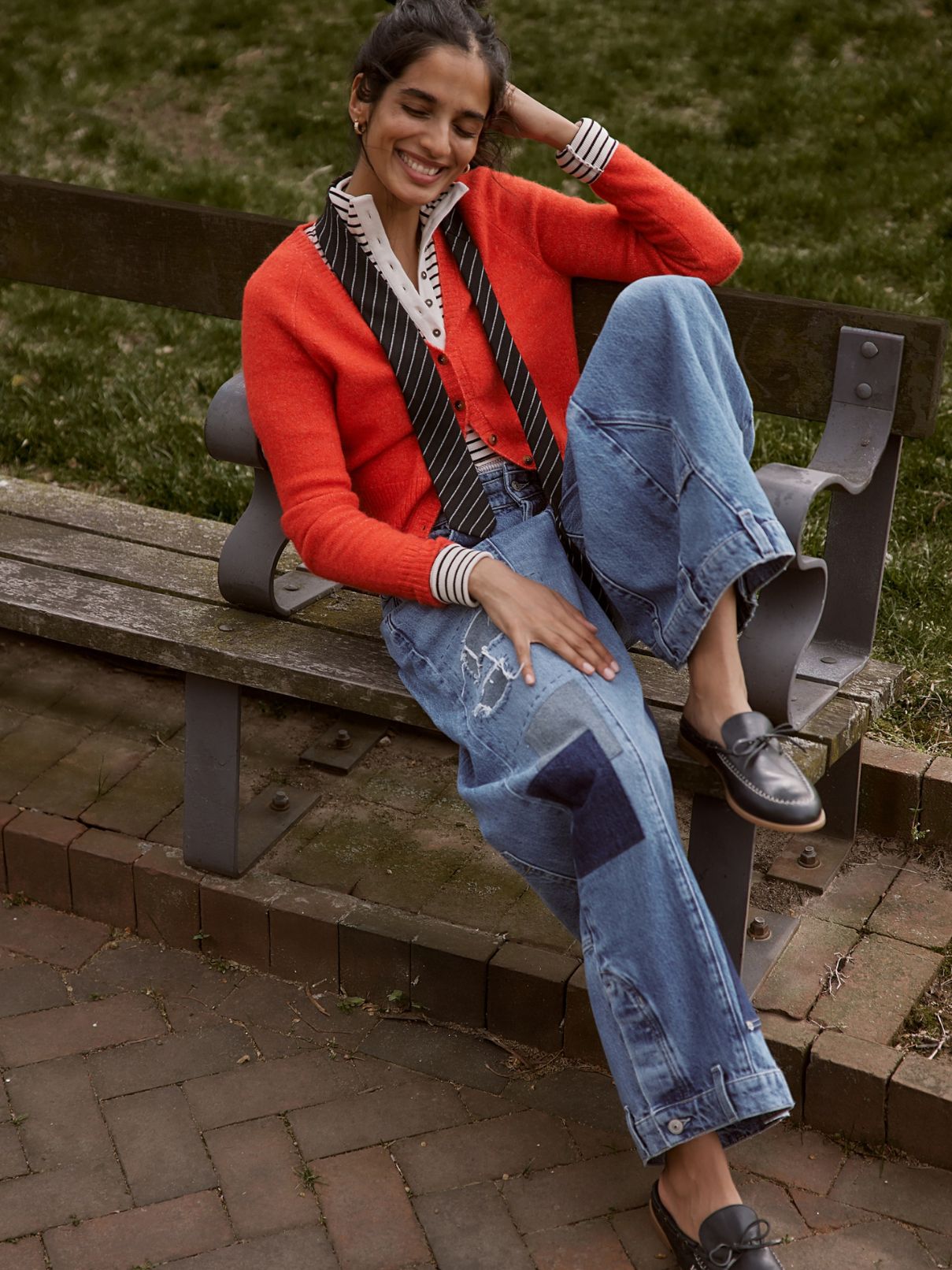 Free People School Girl Cardi in Cherry Pop Melange