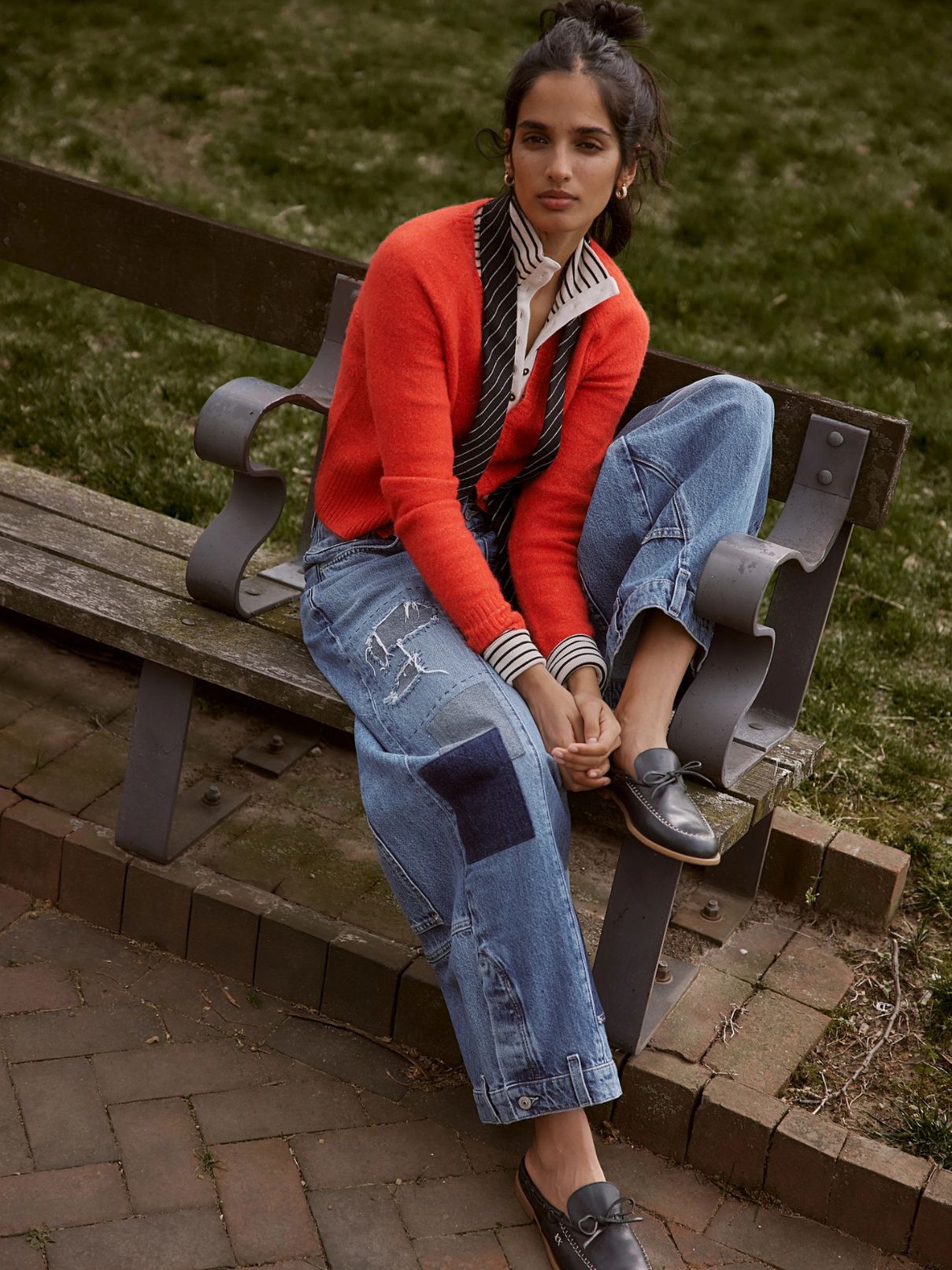 Free People School Girl Cardi in Cherry Pop Melange