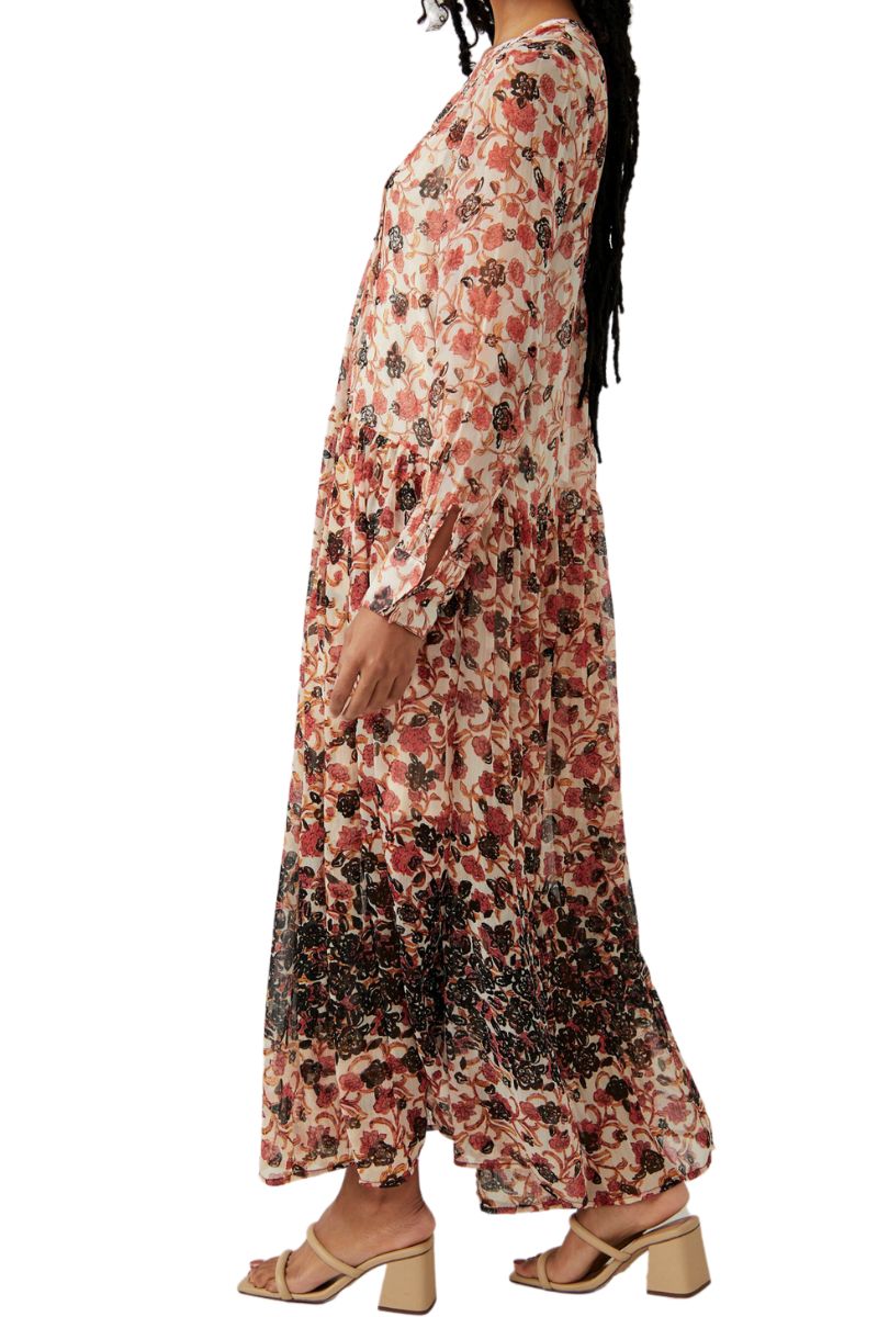Free People See It Through Dress in Tea Combo