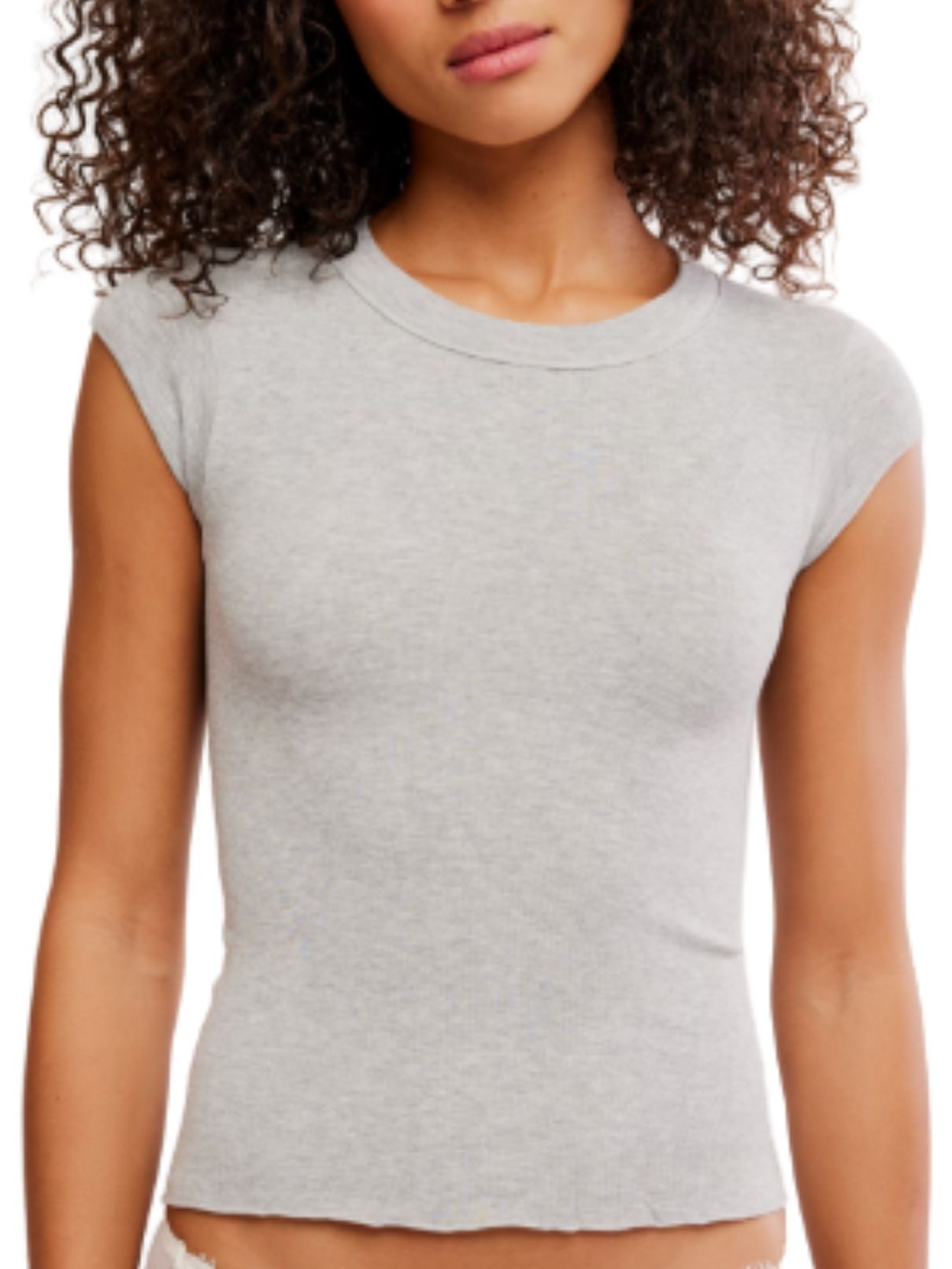 Free People So Soft Seamless Modal Baby Tee – Medium Heather Grey