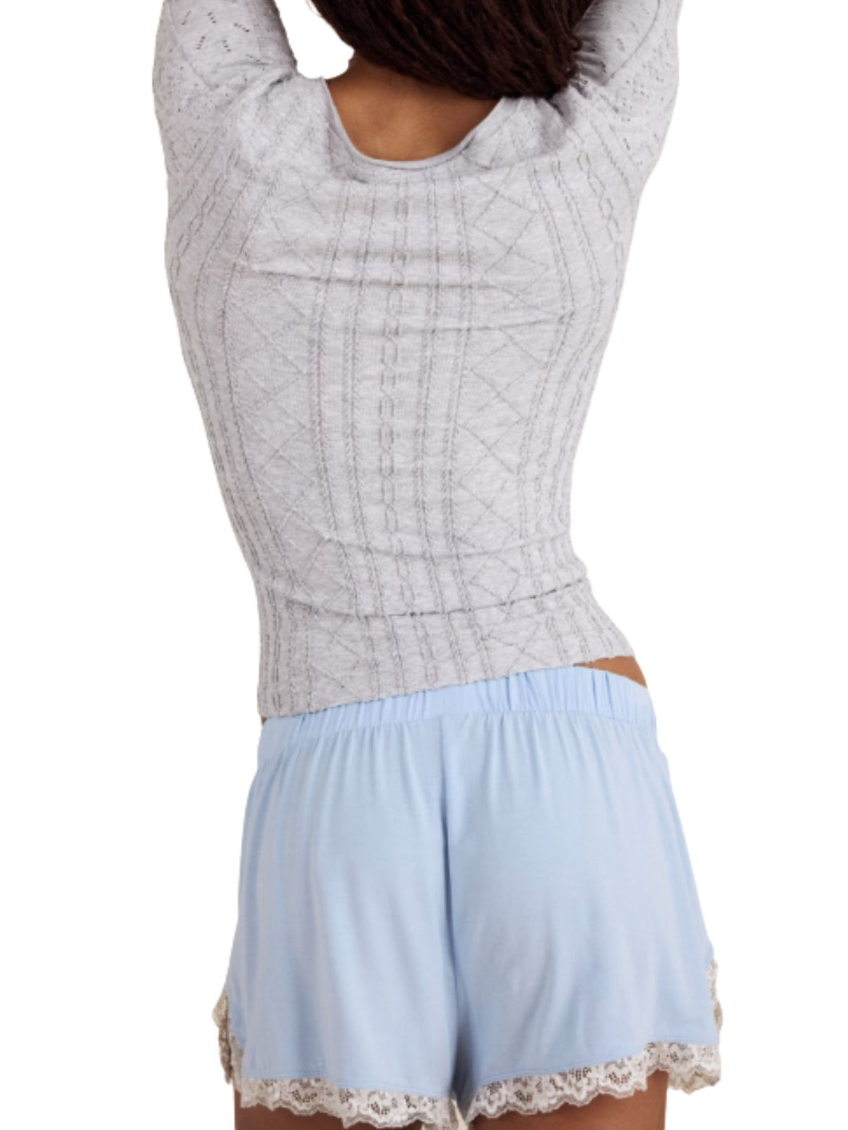 Free People So Soft Seamless Modal Cable Long Sleeve in Heather Grey