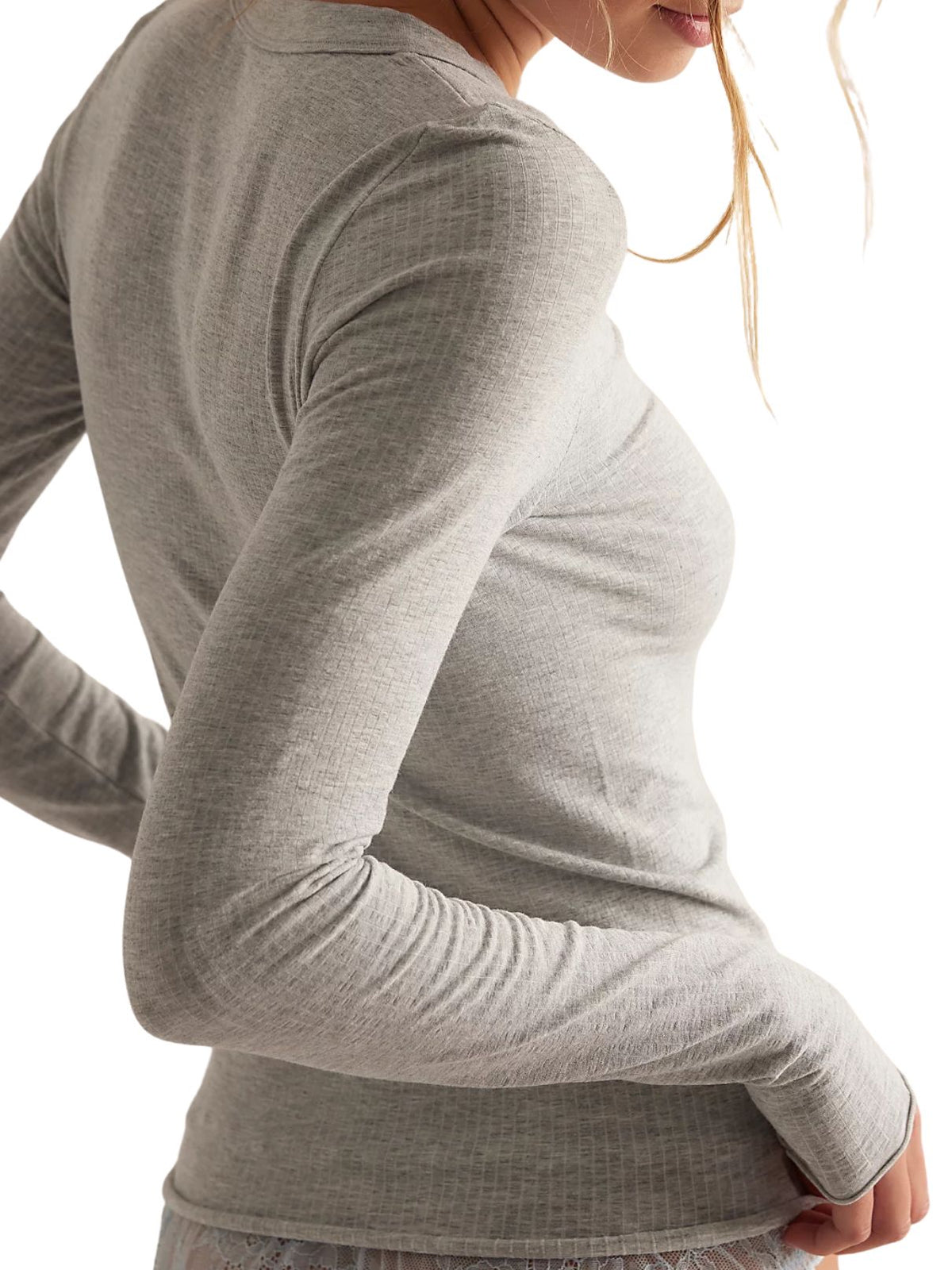 Free People So Soft Seamless Modal Long Sleeve in Heather Grey