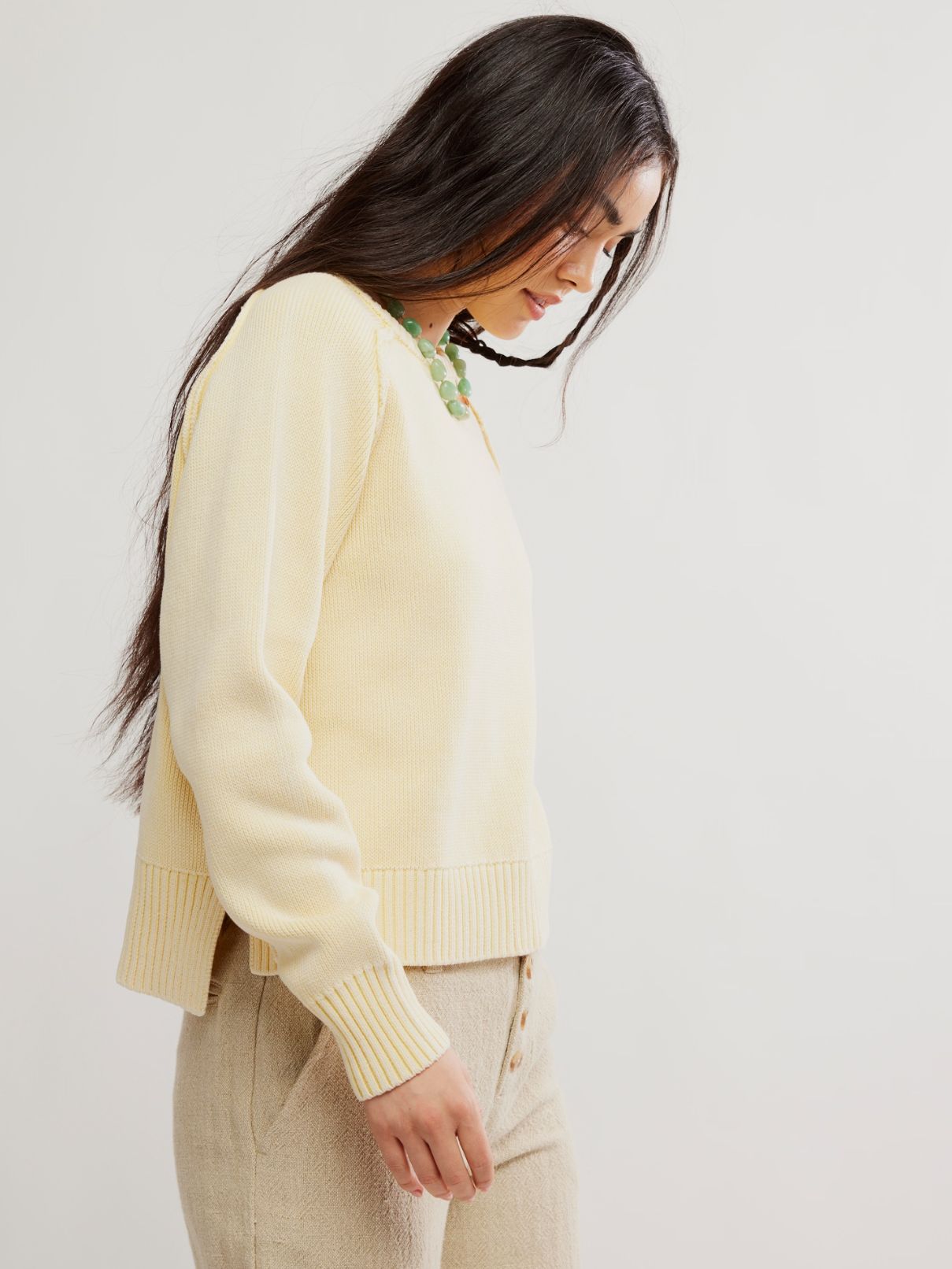 Free People Spring St Pullover in Banana Cream