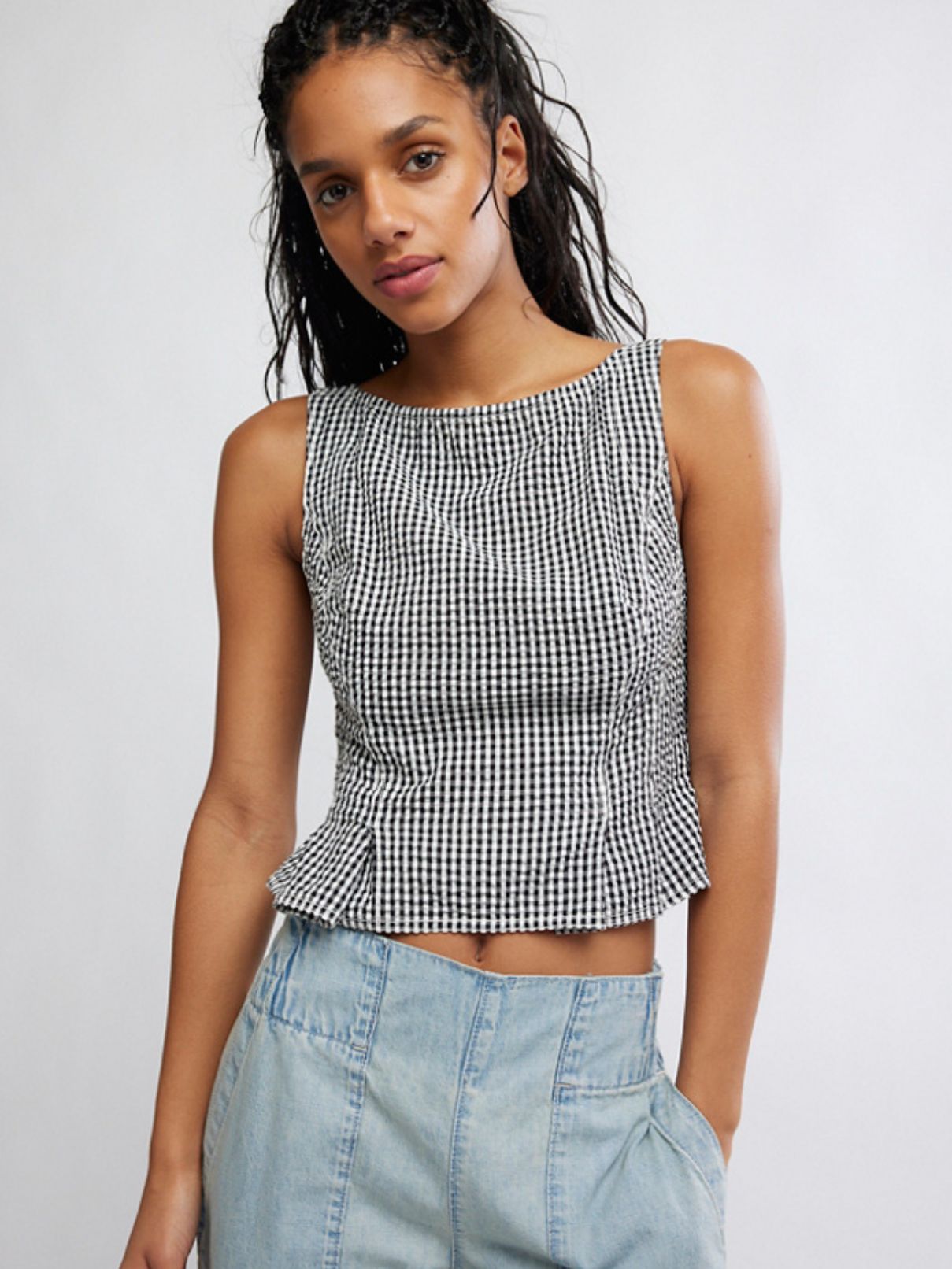 Free People Sunfaded Top in Black/White