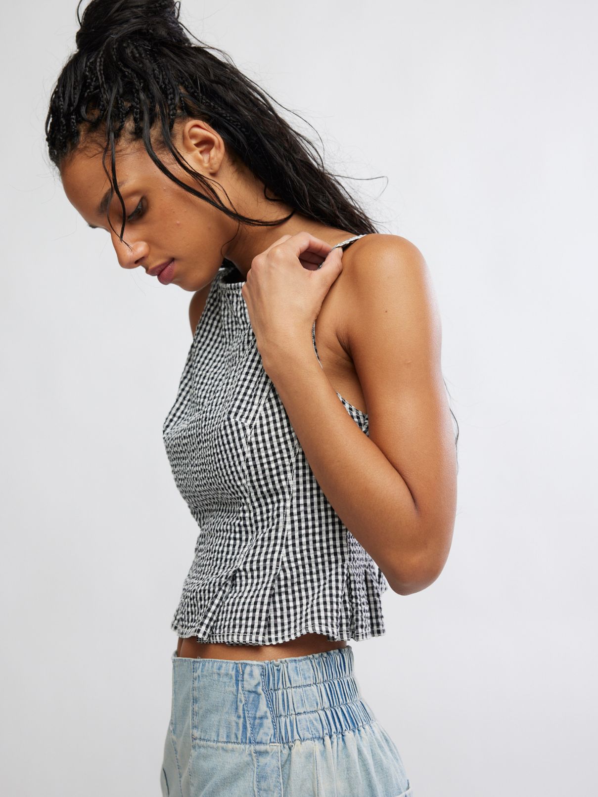 Free People Sunfaded Top in Black/White