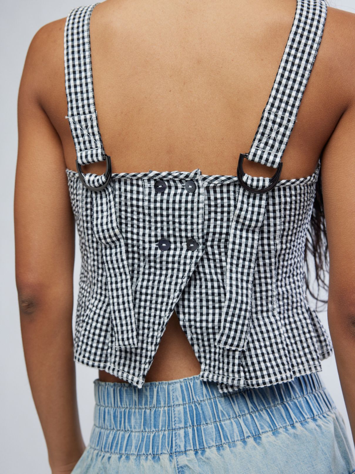 Free People Sunfaded Top in Black/White