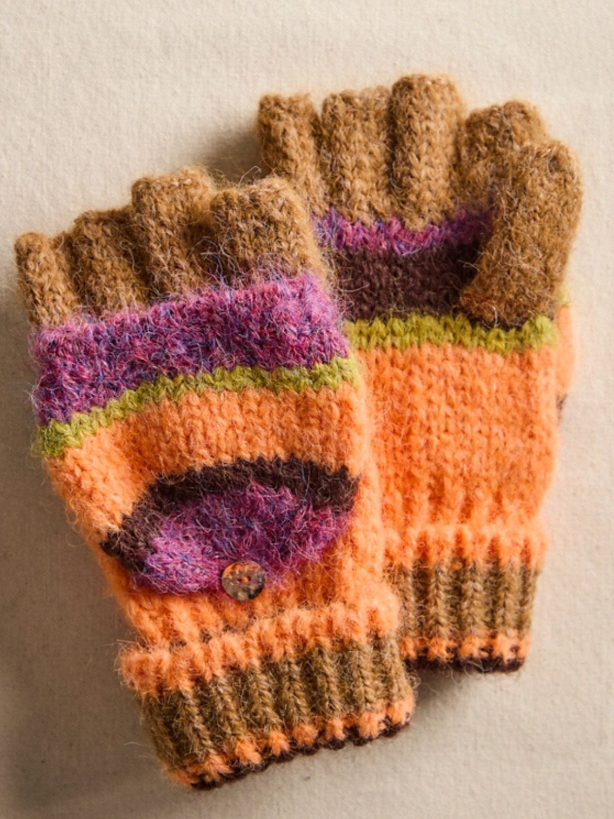 Free People Super Stripe Gloves in Hot Coral