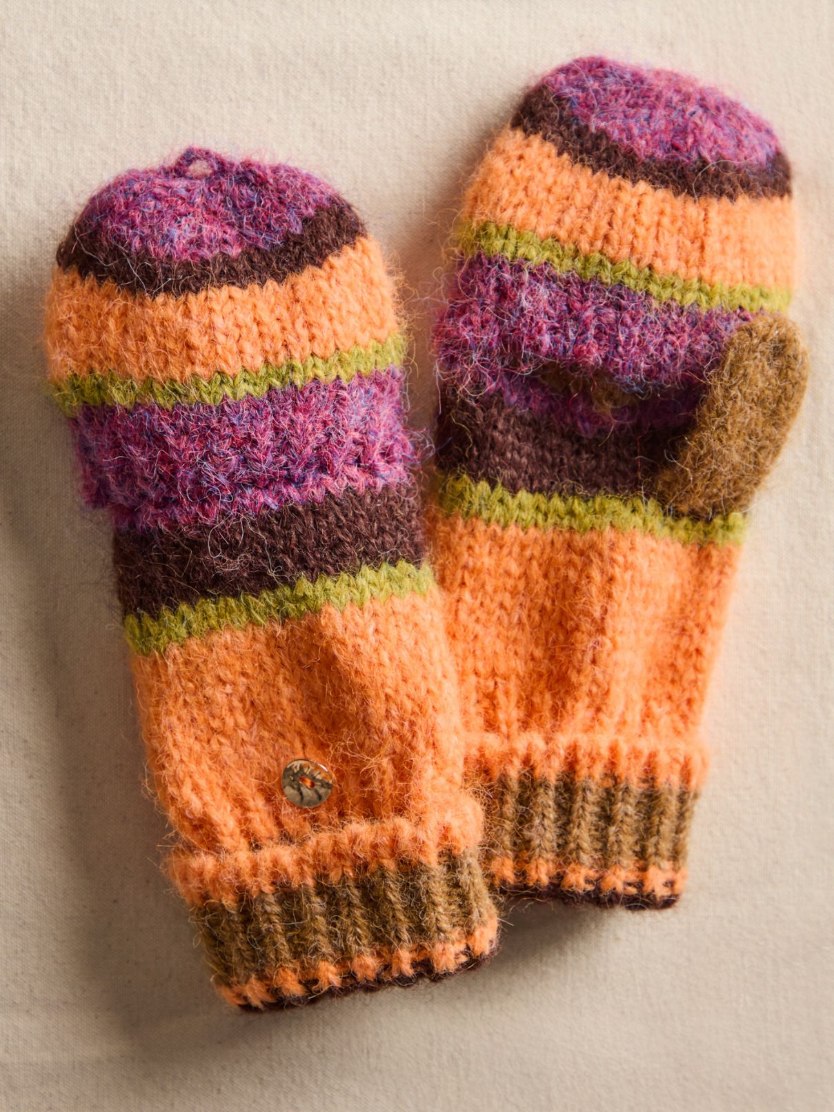 Free People Super Stripe Gloves in Hot Coral