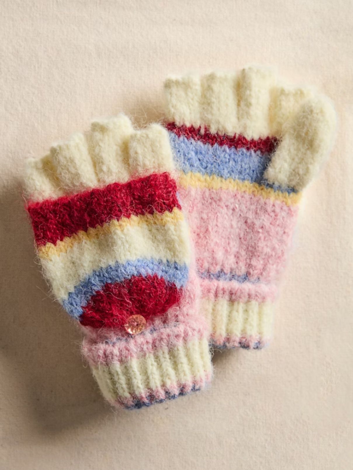 Free People Super Stripe Gloves in Ivory