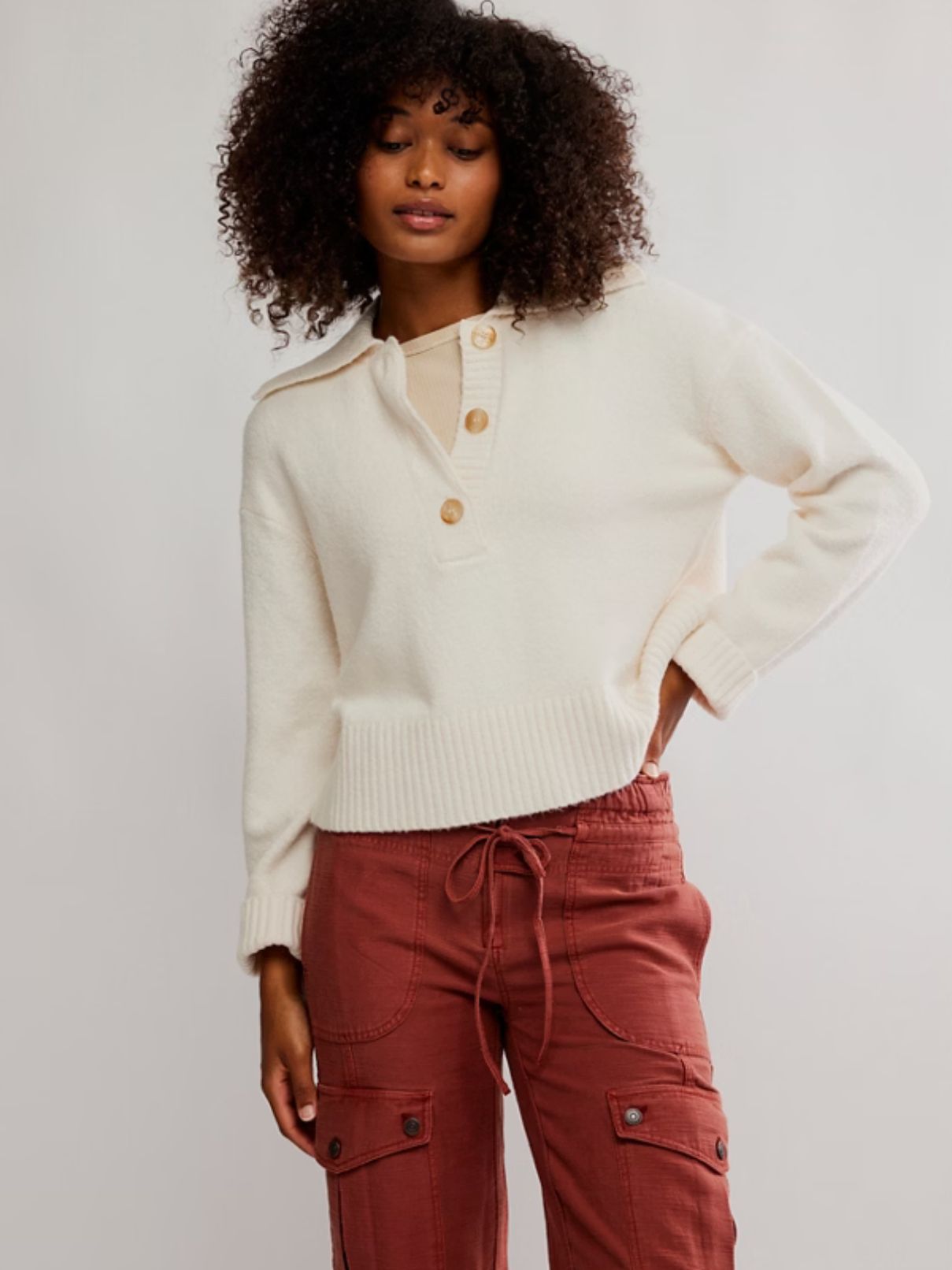 Free People Trading Up Polo in Ivory