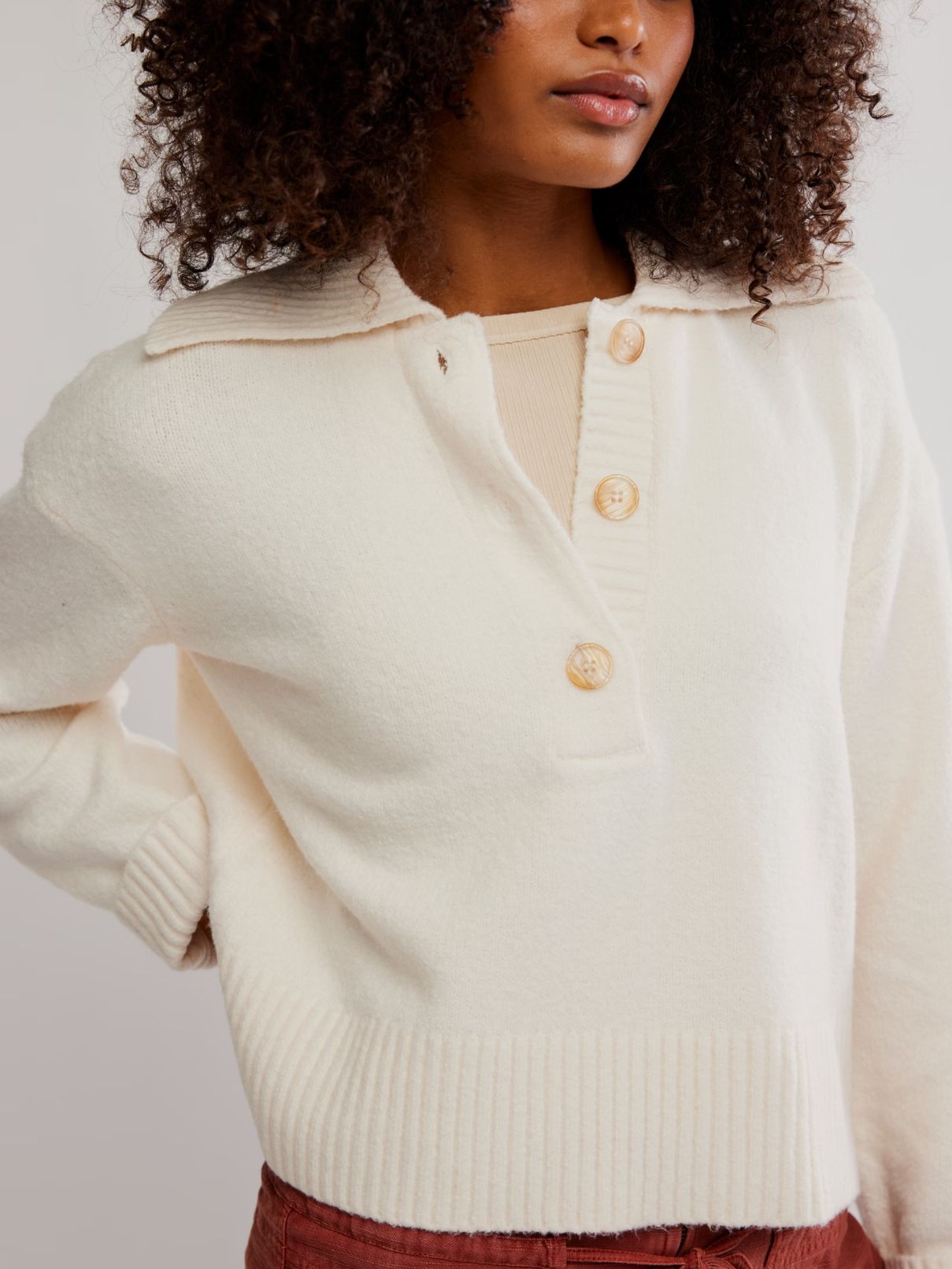 Free People Trading Up Polo in Ivory