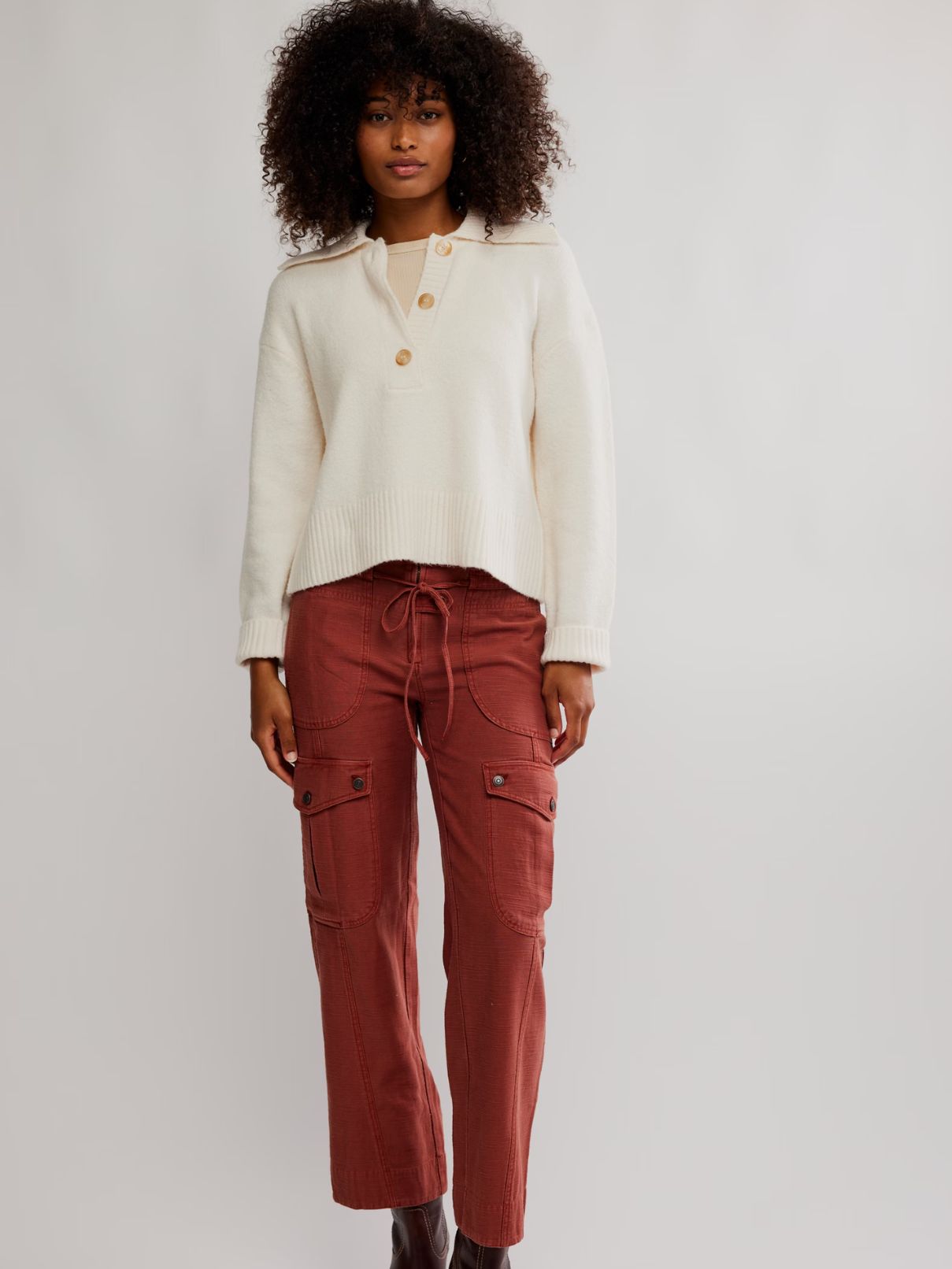 Free People Trading Up Polo in Ivory