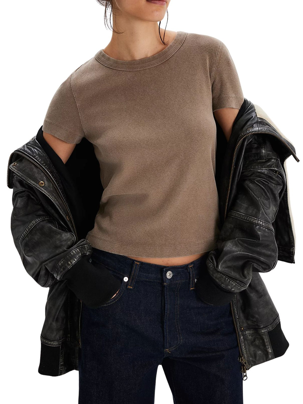Free People We The Free Atlas Crew Tee in Dutch Cocoa