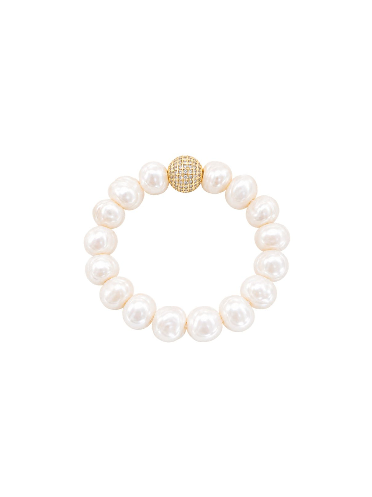 Freshwater Pearl Bracelet with CZ Gold Accent Beads