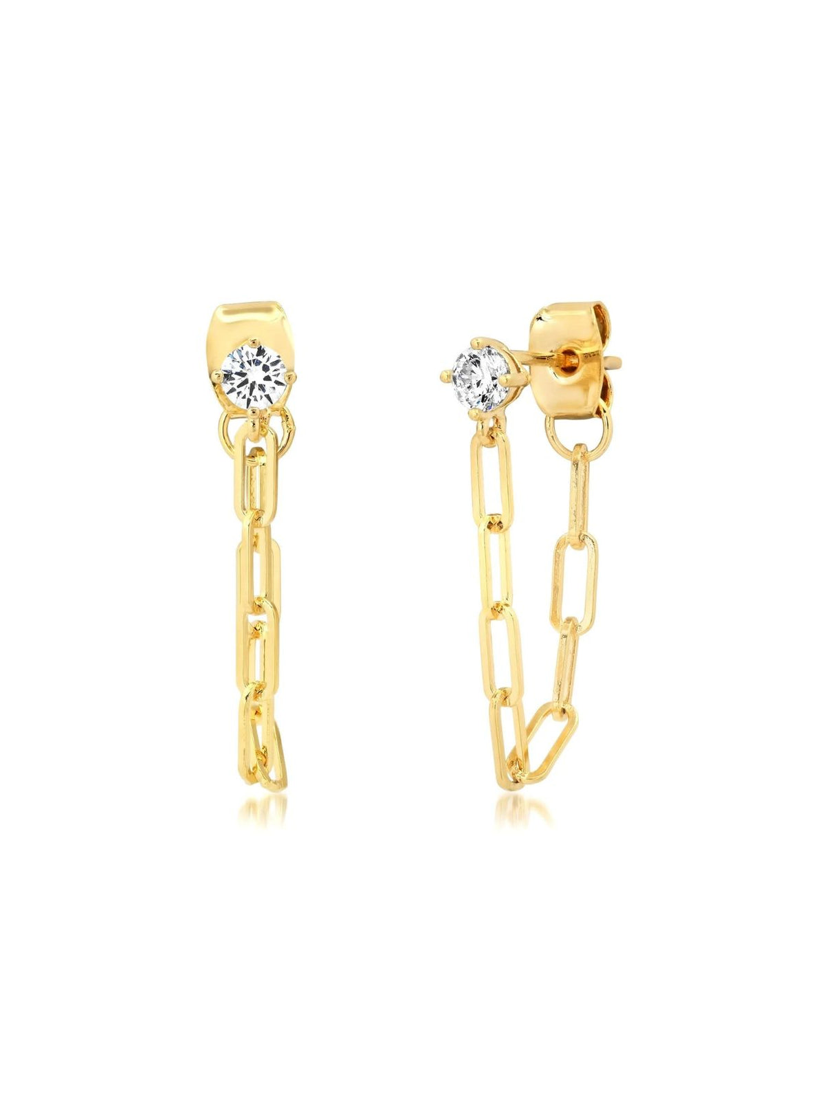 Front to Back Chain Link Stud Earrings in Clear