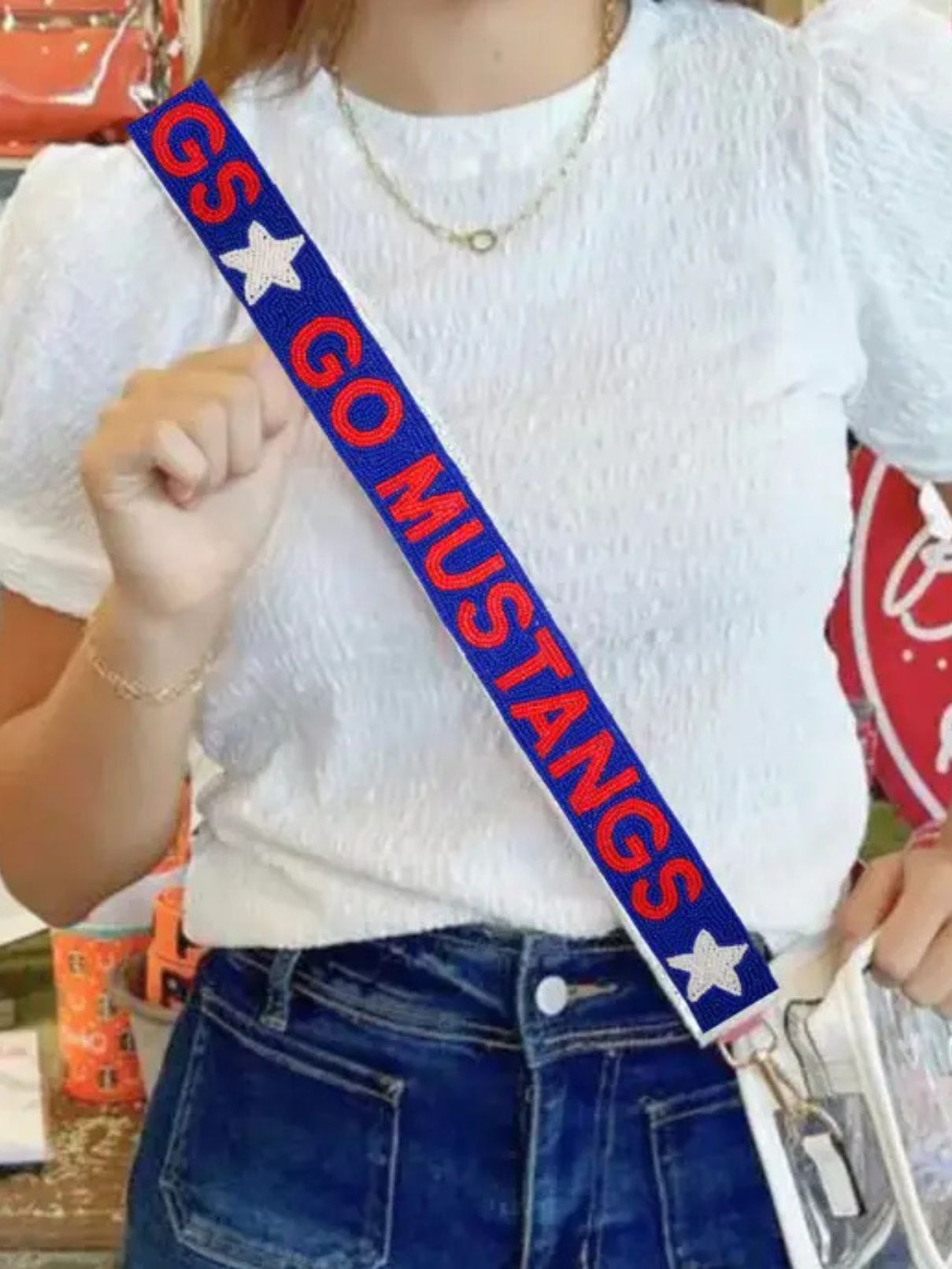 Go Mustangs Smu Beaded Strap