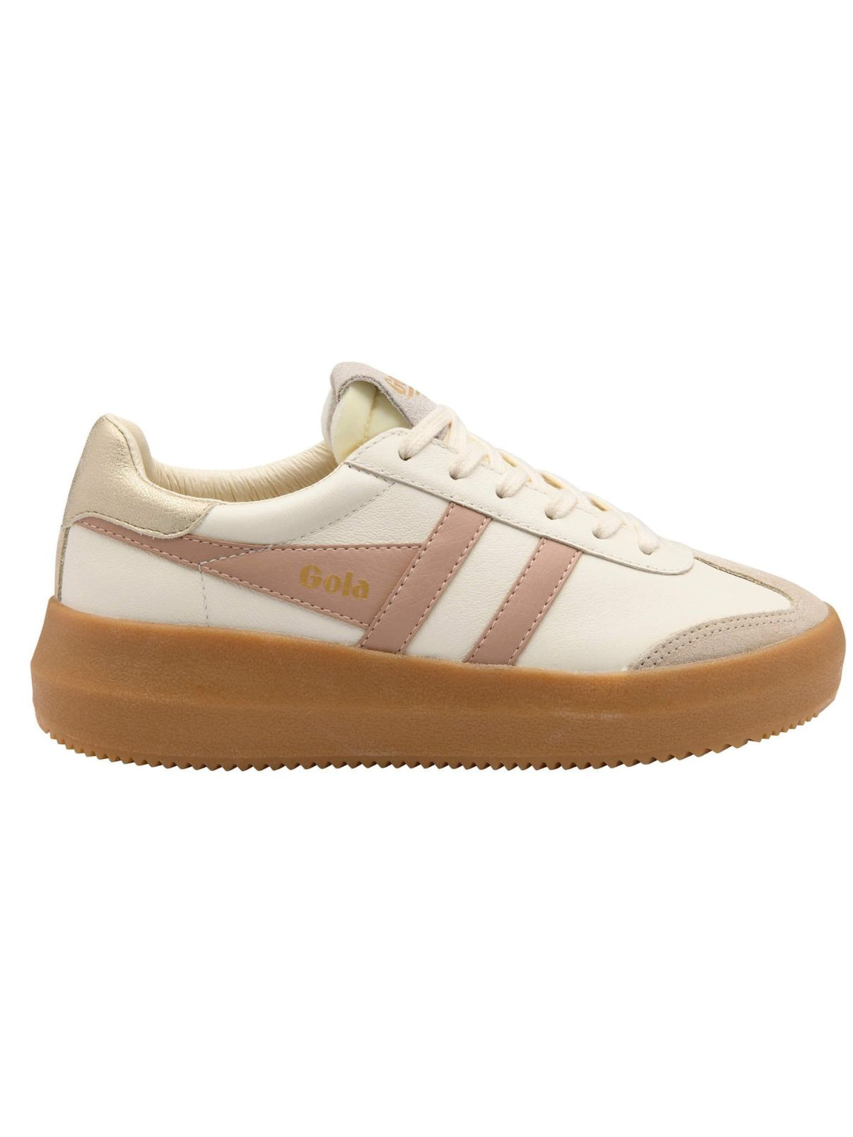 Gola Athena Leather Platform Sneakers in Off White/Bone/Cameo/Gold/Gum