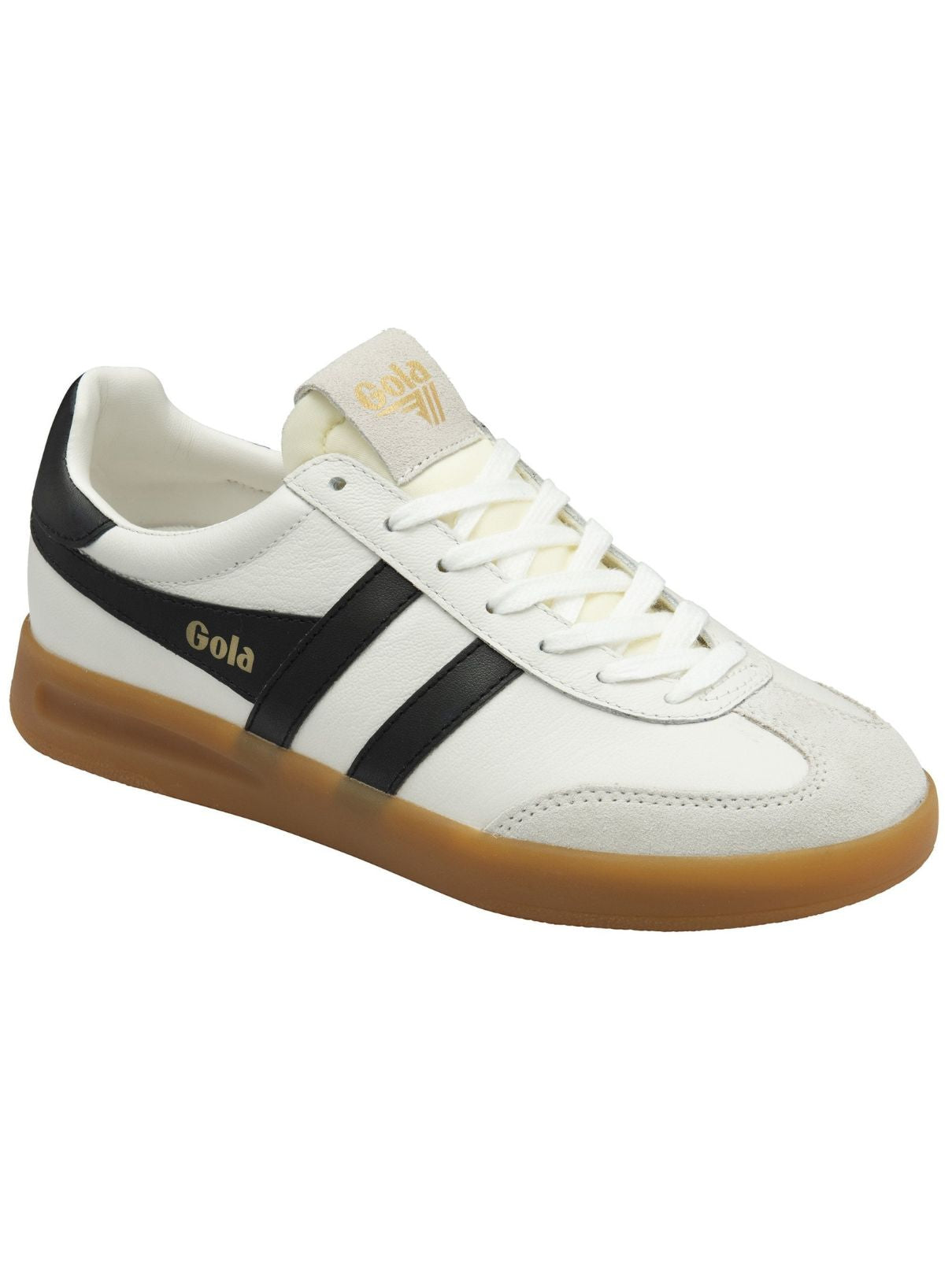 Gola Cyclone Leather Sneaker in White/Black/Gum