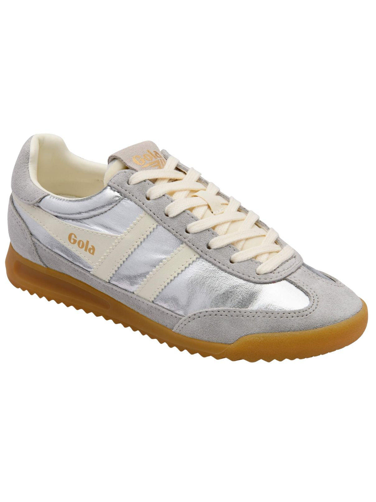 Gola Firefly Metallic Sneakers – Silver/Off White