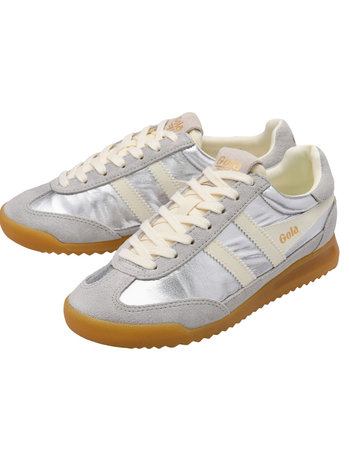 Gola Firefly Metallic Sneakers – Silver/Off White