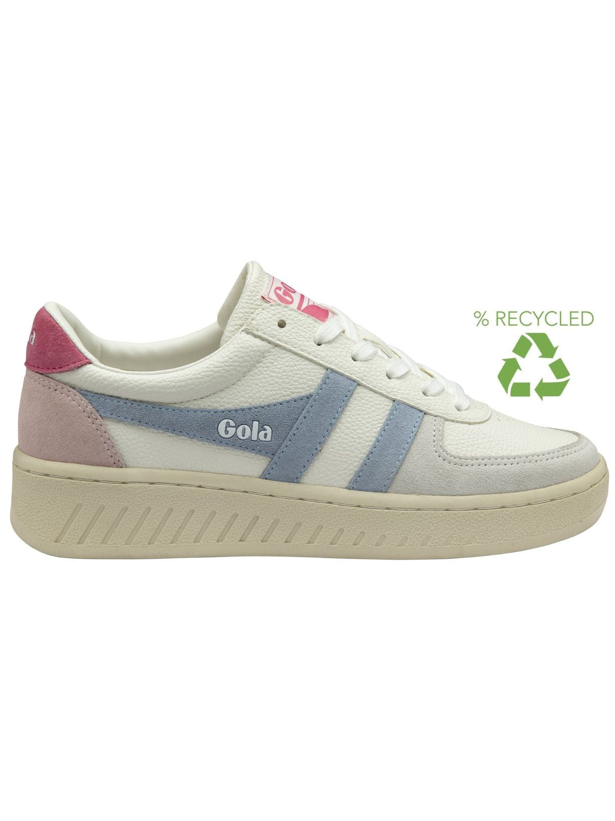 Gola Grandslam Trident Sneaker in White/Air/ Flouro Pink
